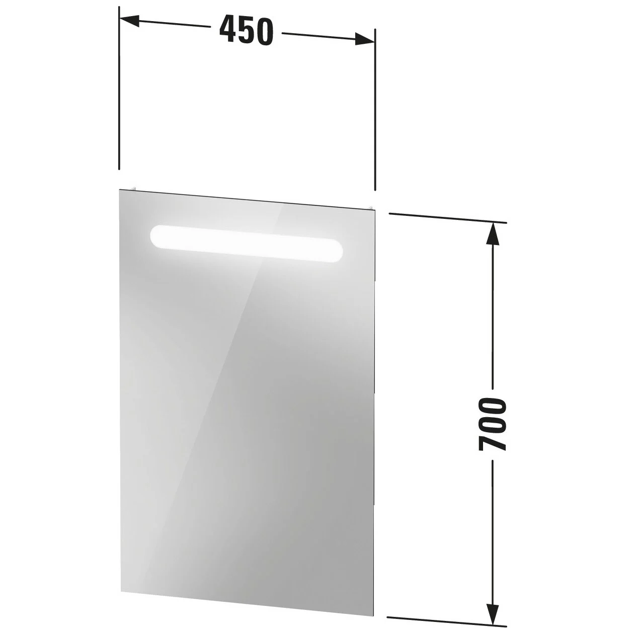 Rysunek techniczny lustra z wymiarami, Duravit