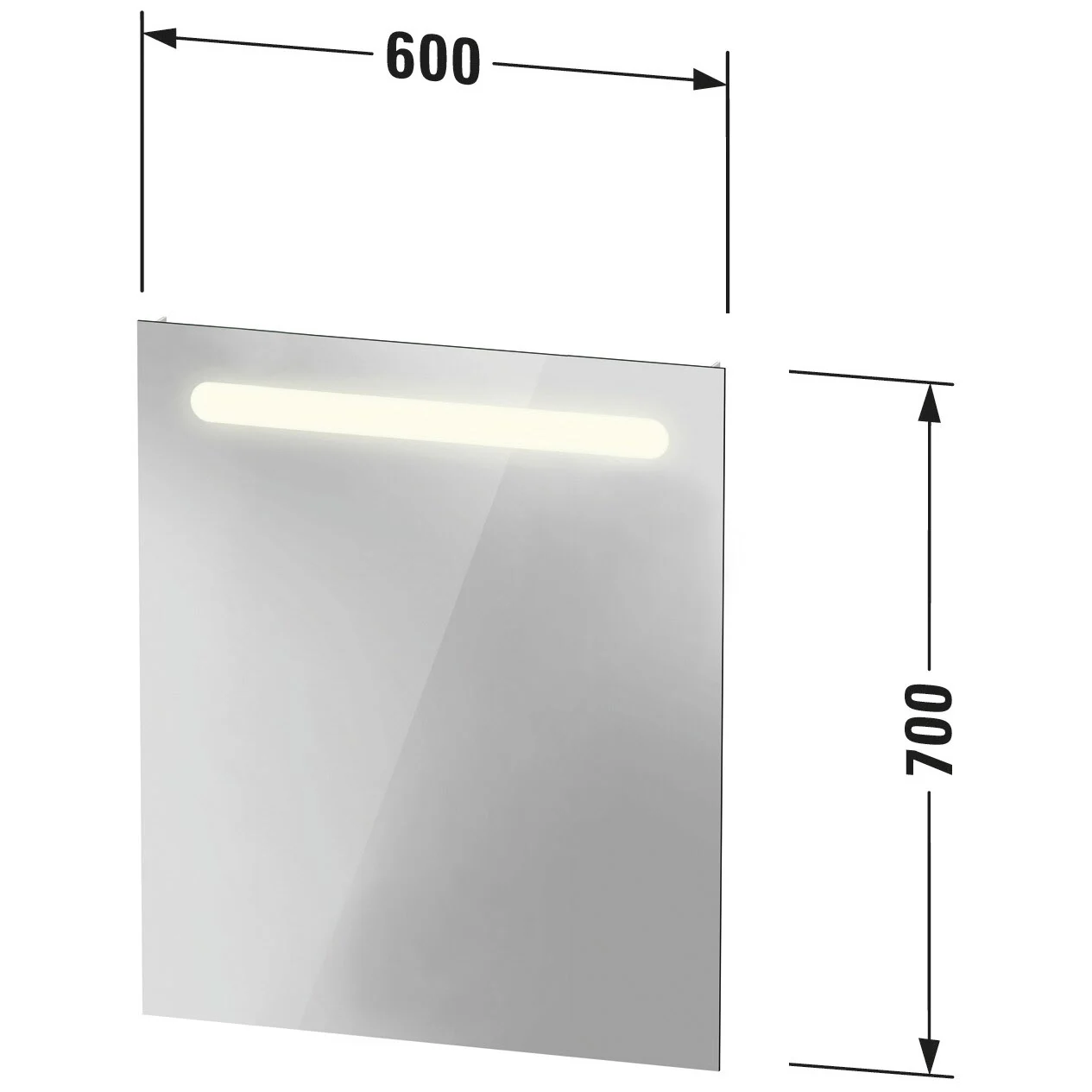 Rysunek techniczny lustra z wymiarami, Duravit