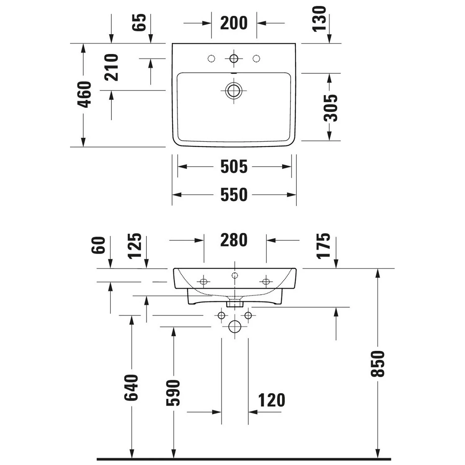 Duravit No. 1 Möbelwaschtisch 55 cm, mit 1 Hahnloch und Überlauf Bild 5