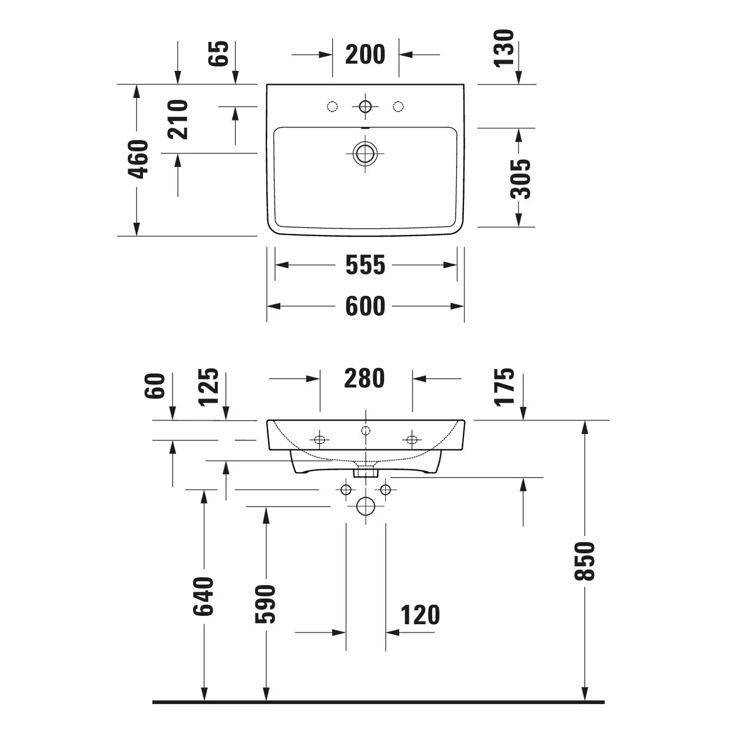 Duravit No. 1 Möbelwaschtisch 60 cm, mit 1 Hahnloch und Überlauf Bild 5