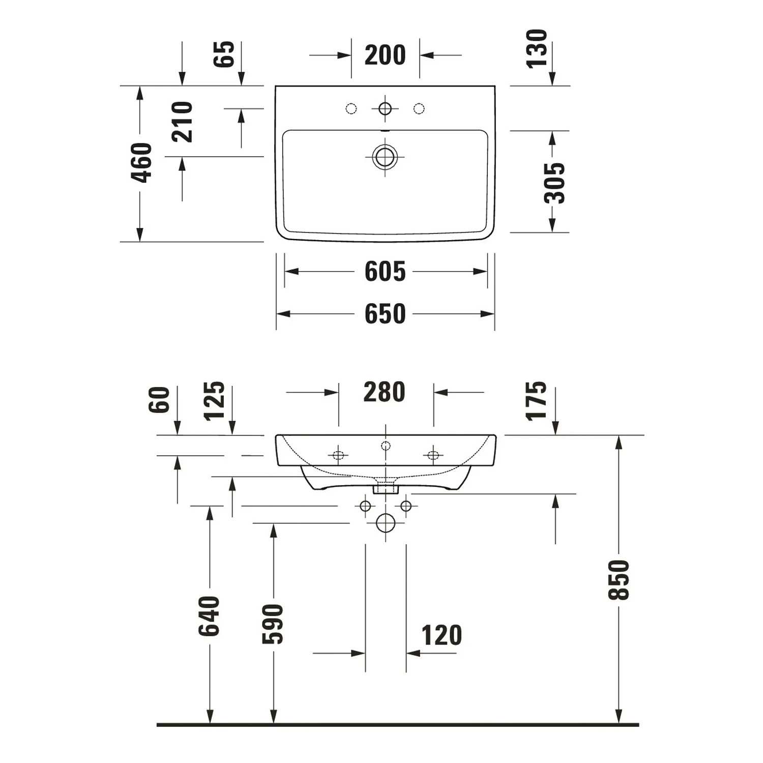 Duravit No. 1 Möbelwaschtisch 65 cm, mit 1 Hahnloch und Überlauf Bild 5