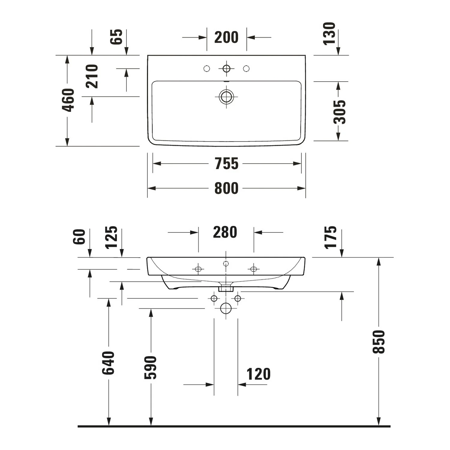 Duravit No. 1 Möbelwaschtisch 80 cm, mit 1 Hahnloch und Überlauf Bild 5