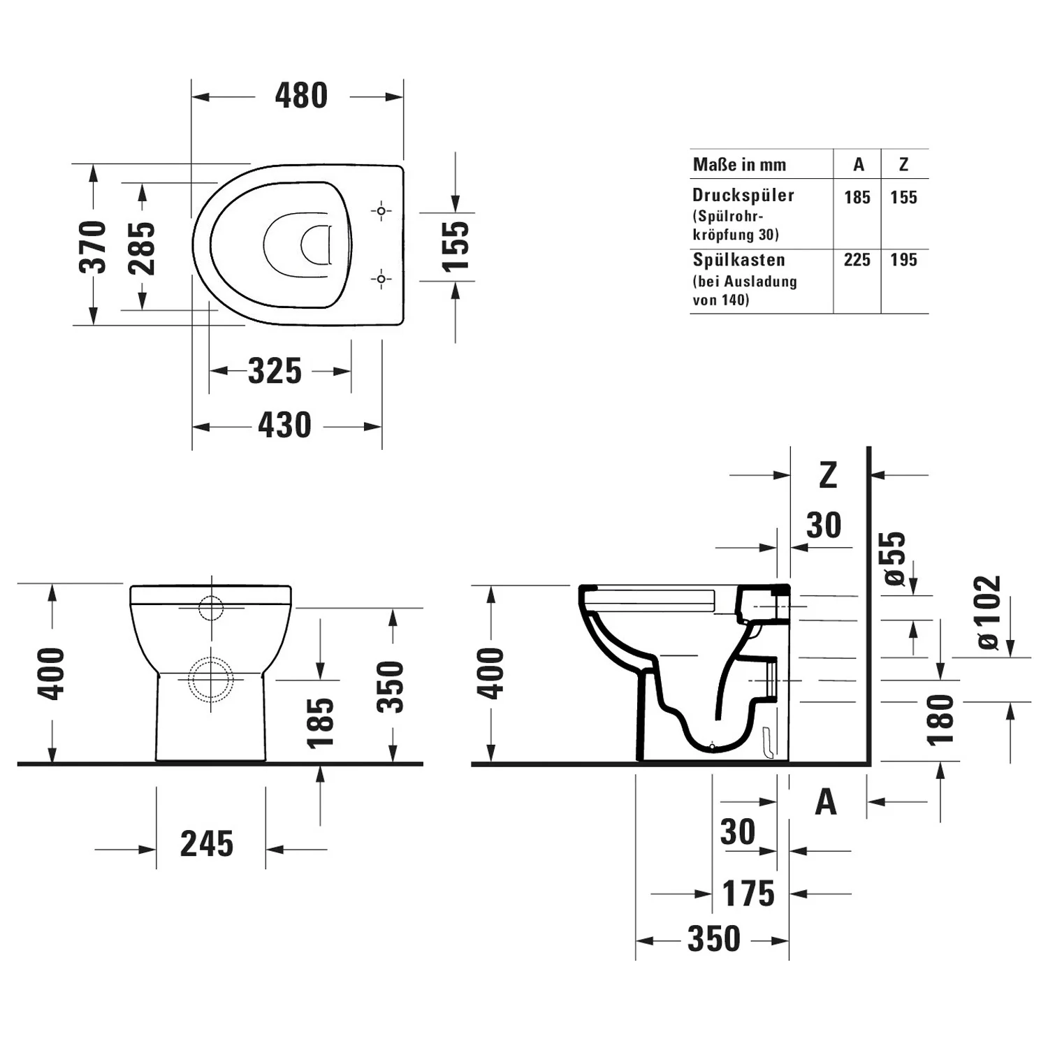 Duravit No. 1 Stand-WC Rimless, Abgang waagerecht Bild 5