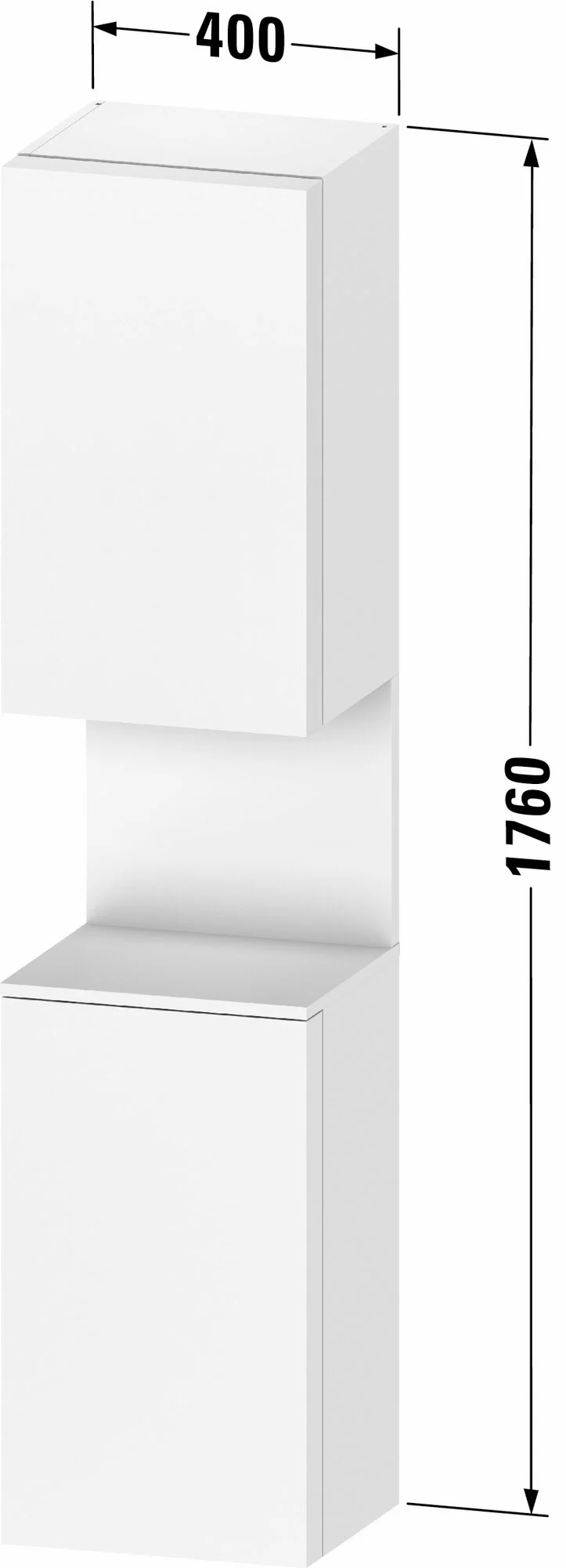 Rysunek techniczny białej szafki wysokiej, Duravit