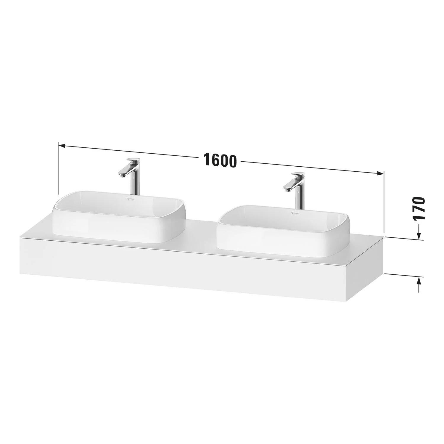 Duravit Qatego Konsolen mit zwei Ausschnitten 160 x 55 cm Bild 2