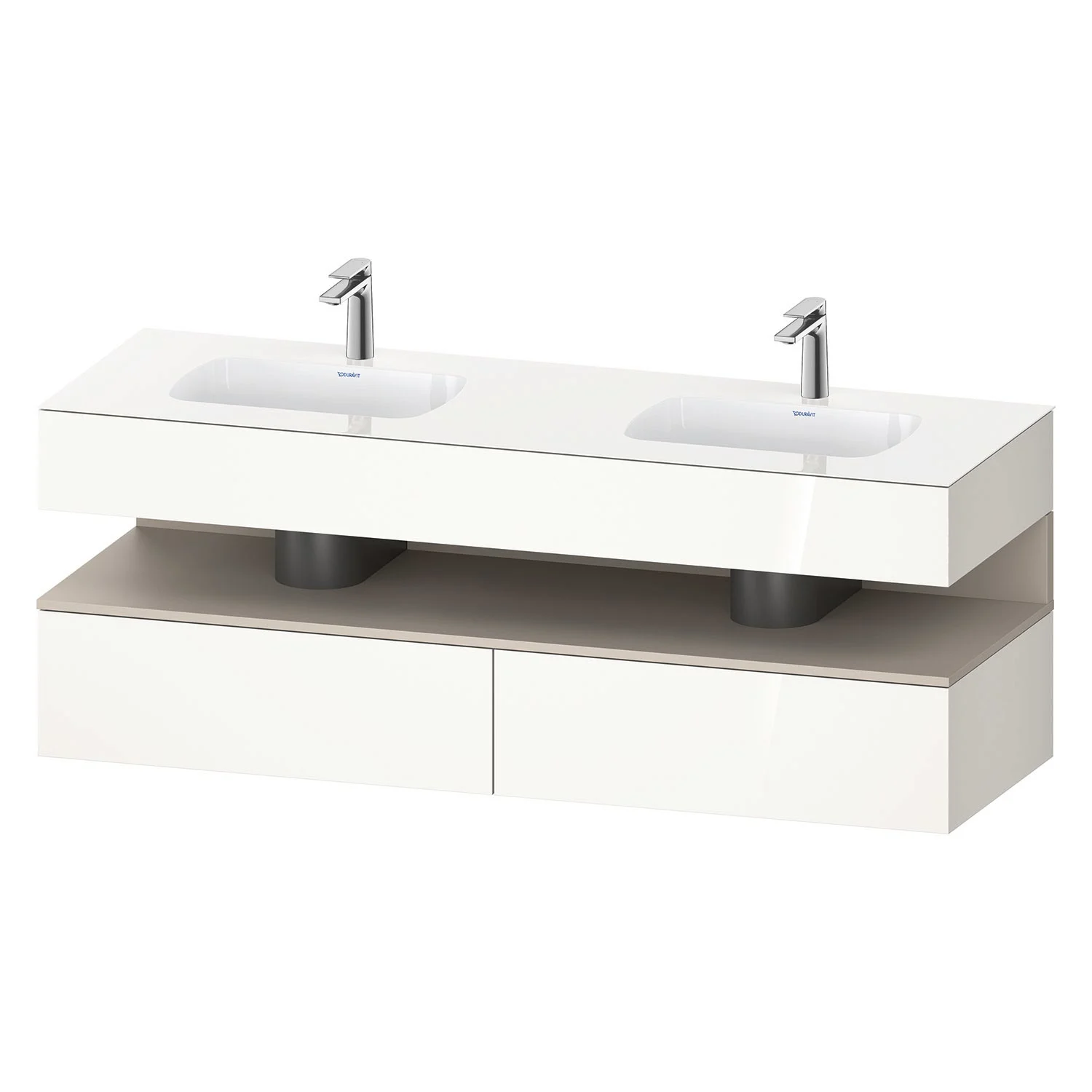 Podwójna umywalka w bieli, widok z przodu, Duravit