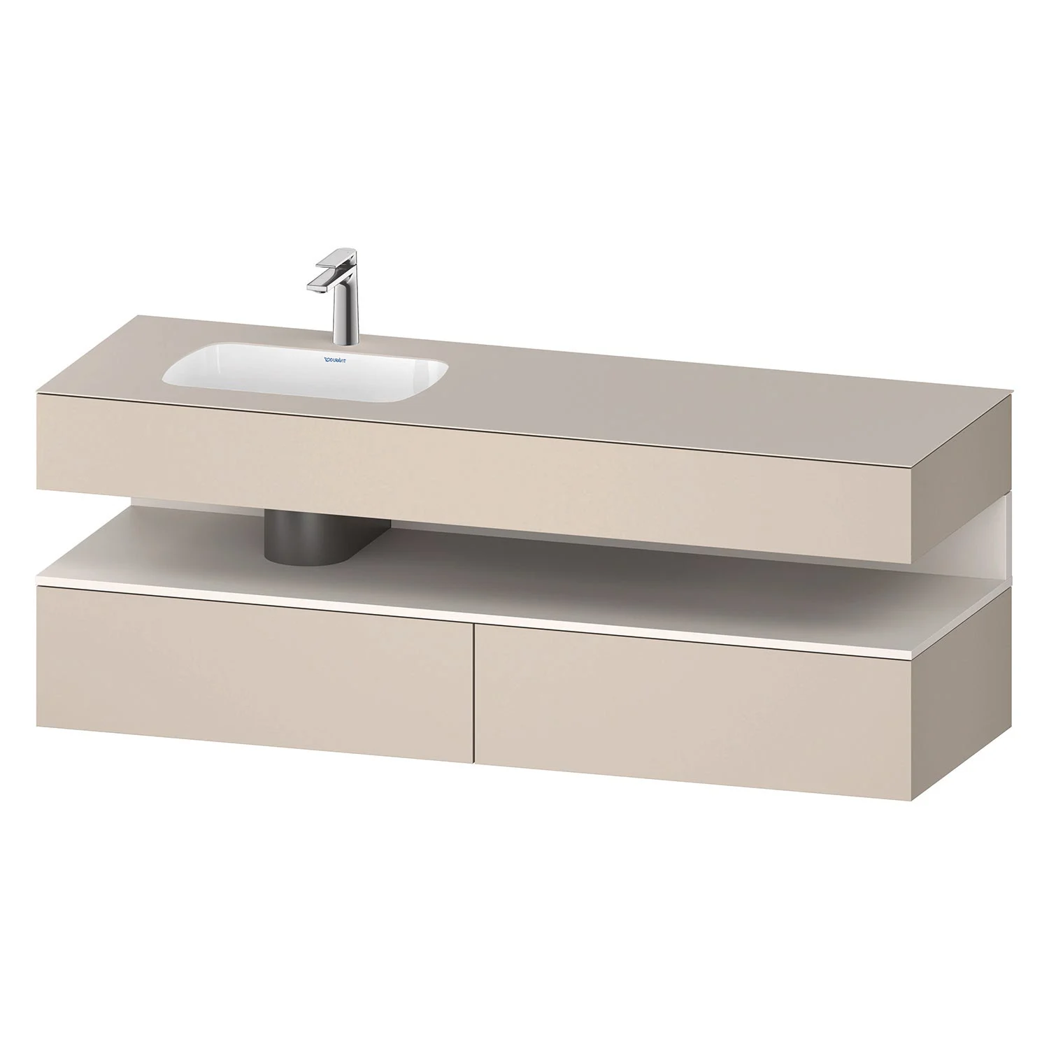 Umywalka widok z boku, beżowa powierzchnia, Duravit