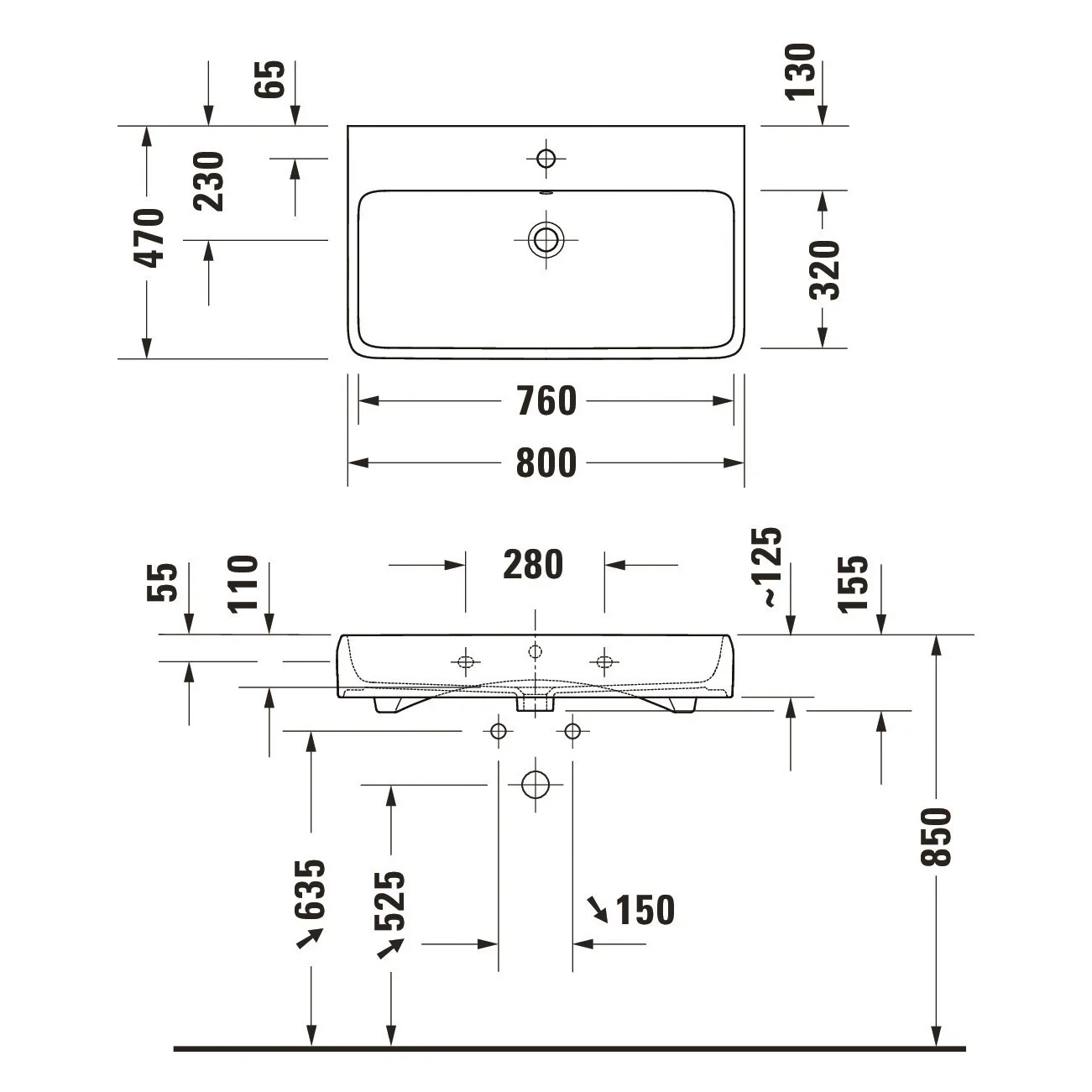 Duravit Qatego Waschtisch 80 x 47 cm, 1 Hahnloch Bild 5