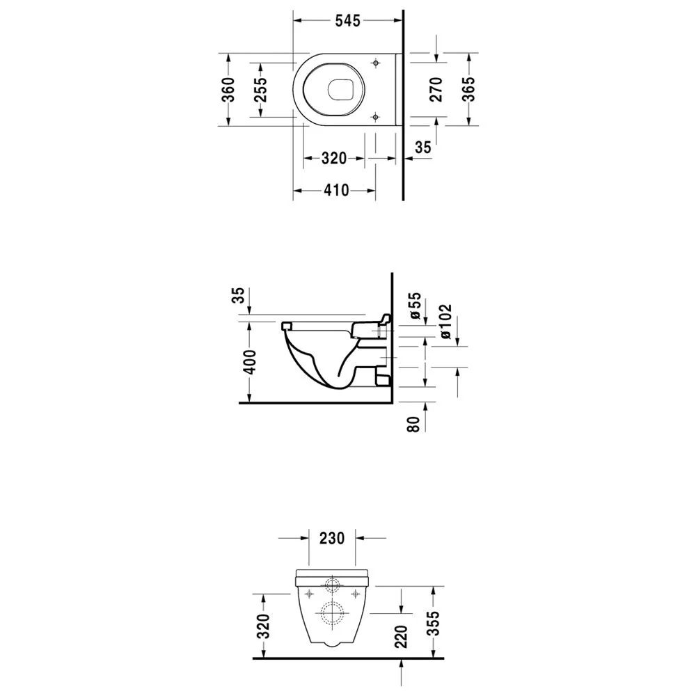Duravit Starck 3 Wand-Tiefspül-WC, Befestigungsabstand 23 cm Bild 4