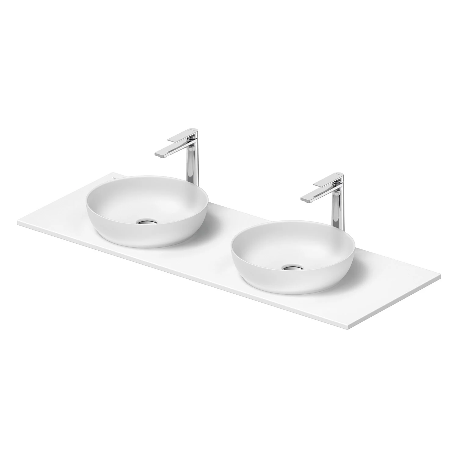Podwójna umywalka z bateriami widok z boku, biały, Duravit