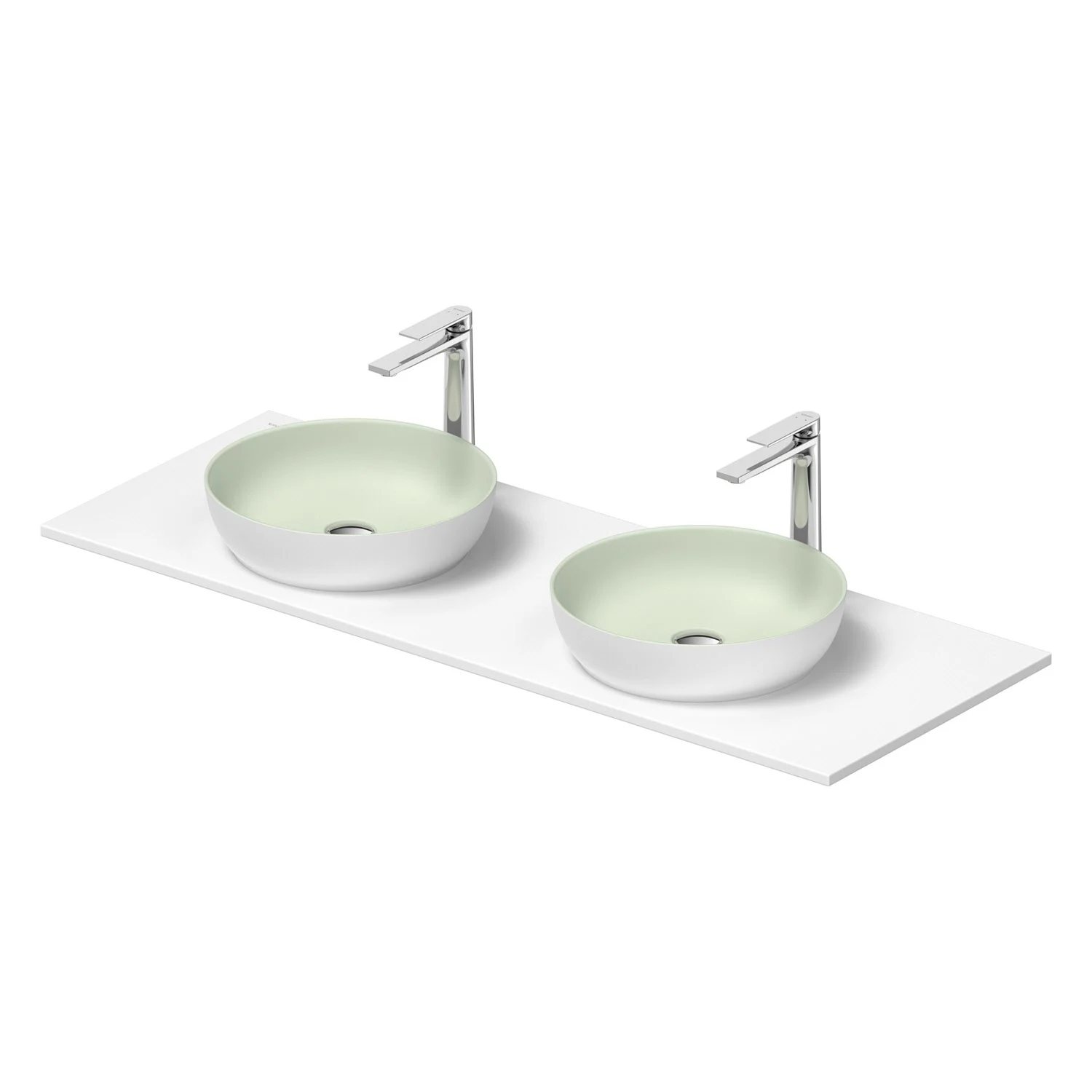 Podwójna umywalka z bateriami widok z boku, zielony, Duravit