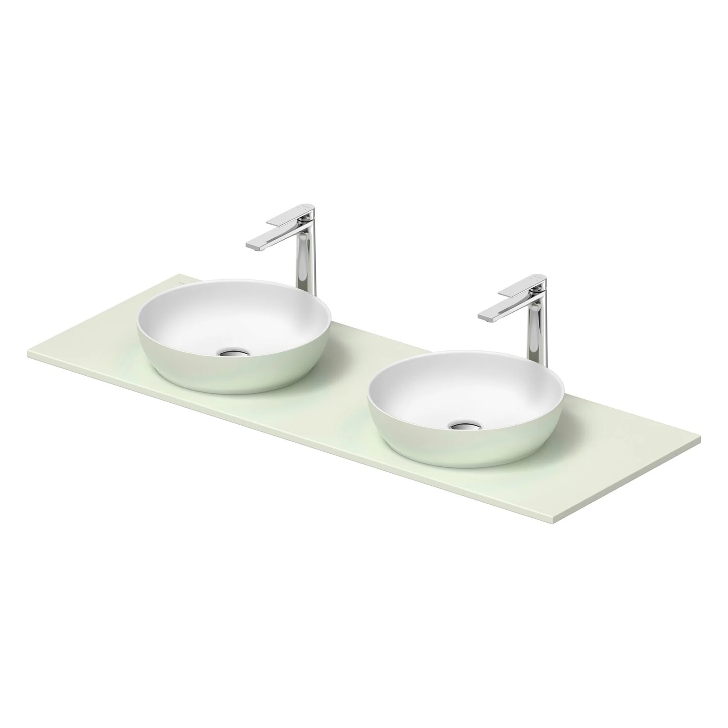 Podwójna umywalka z bateriami widok z boku, zielony, Duravit