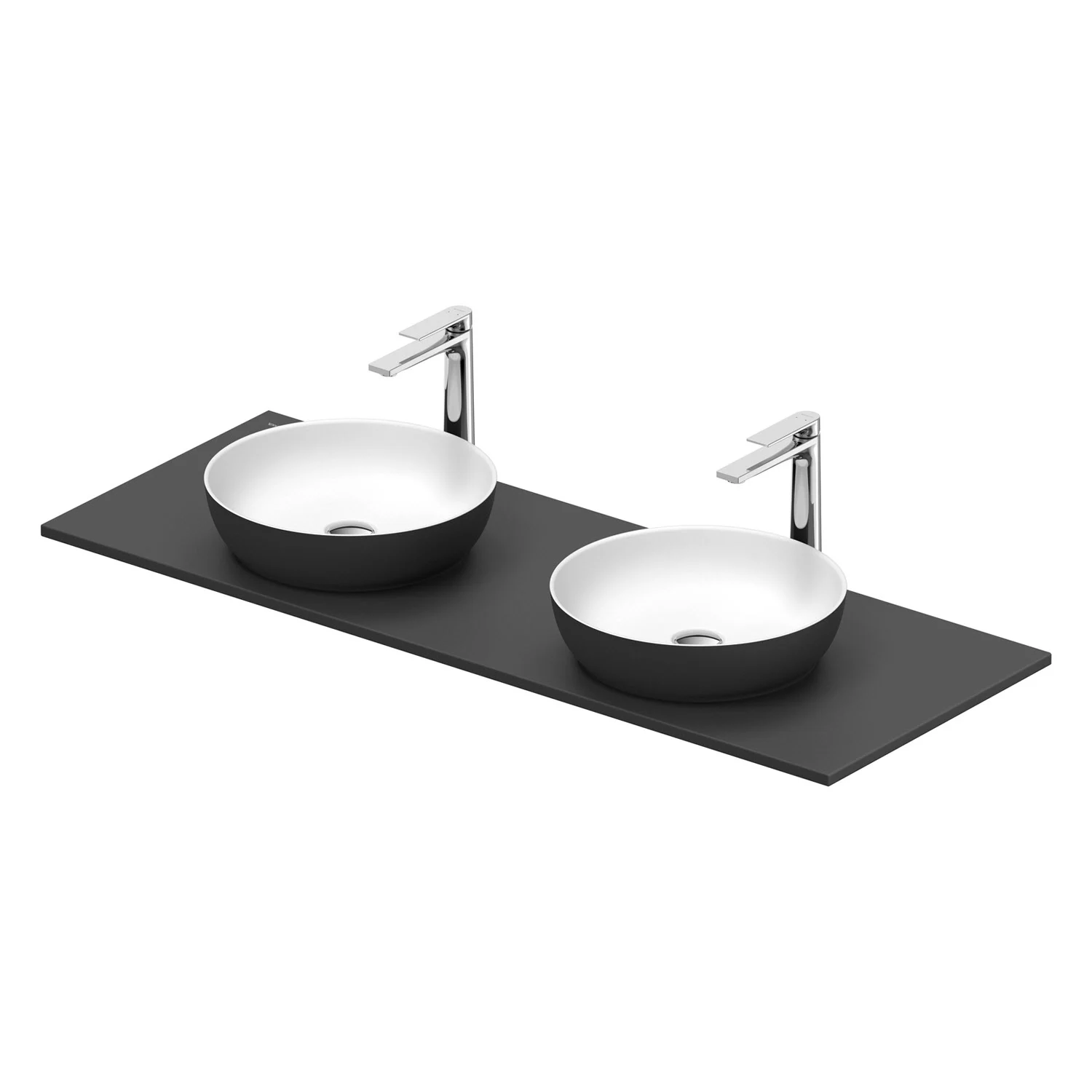 Podwójna umywalka z bateriami widok z boku, czarny, Duravit