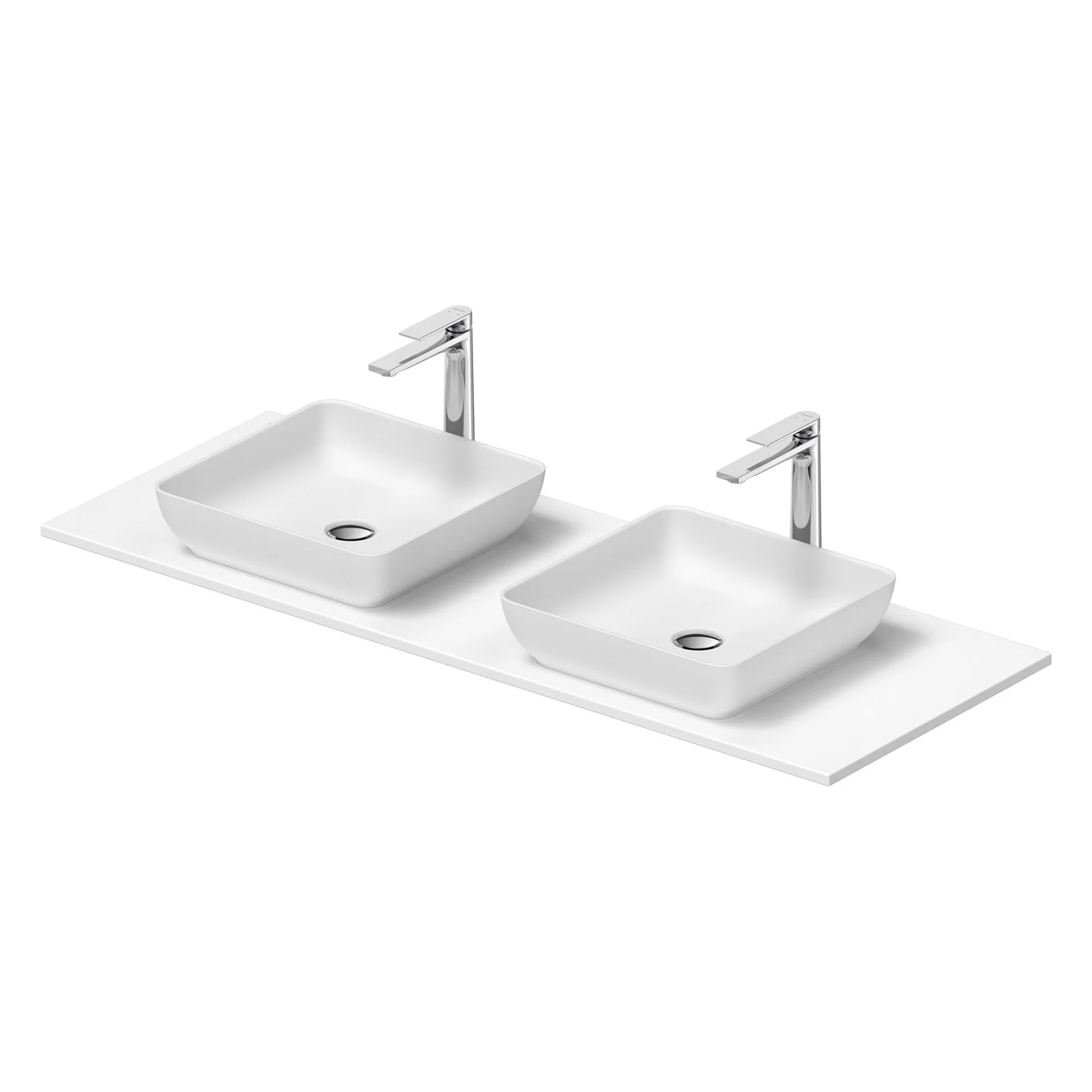 Podwójna umywalka w bieli, widok z przodu, Duravit