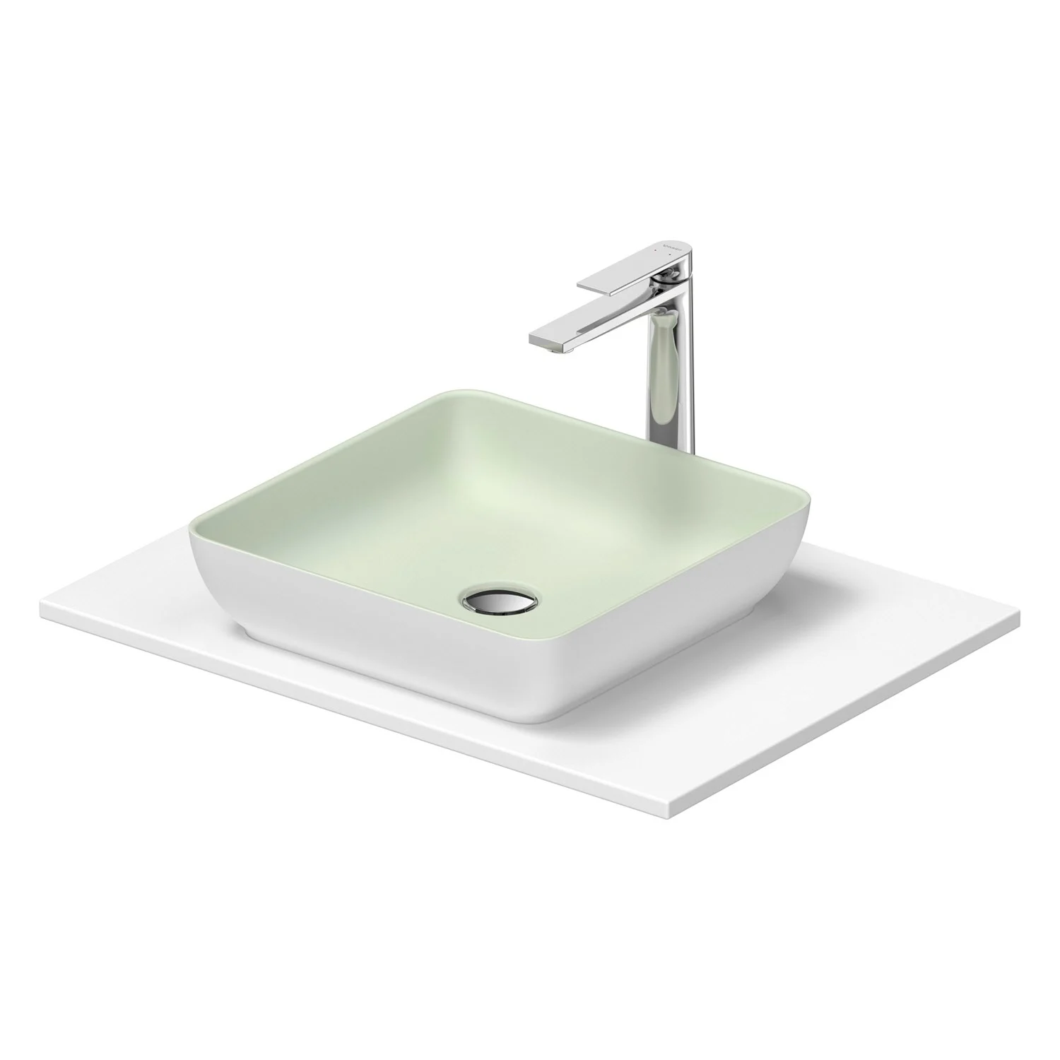 Umywalka z baterią widok z boku, zielony, Duravit
