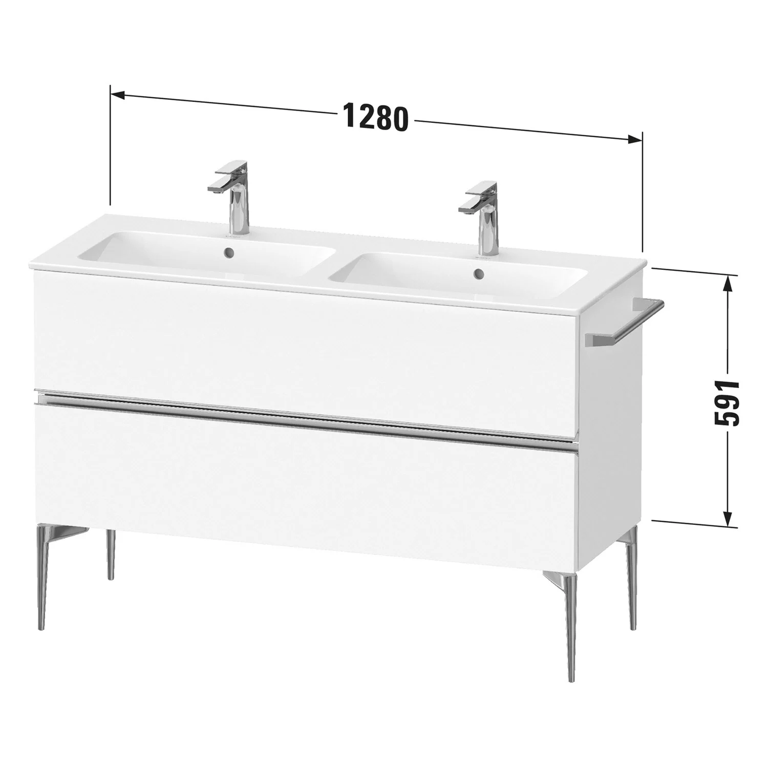 Duravit Sivida Waschtischunterbau bodenstehend 128 x 59,1 cm mit 2 Auszügen Bild 2