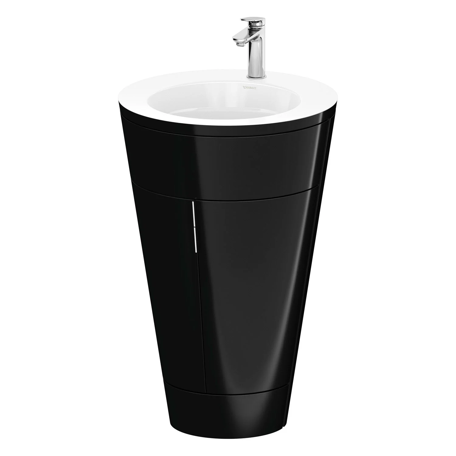Czarna umywalka z szafką, widok z przodu, Duravit