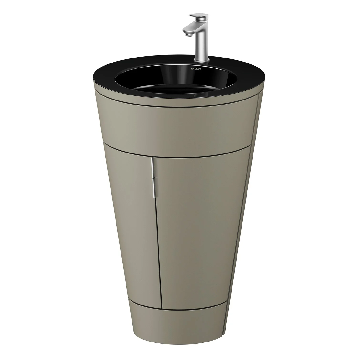 Wolnostojąca umywalka w beżowym kolorze z czarną umywalką, Duravit