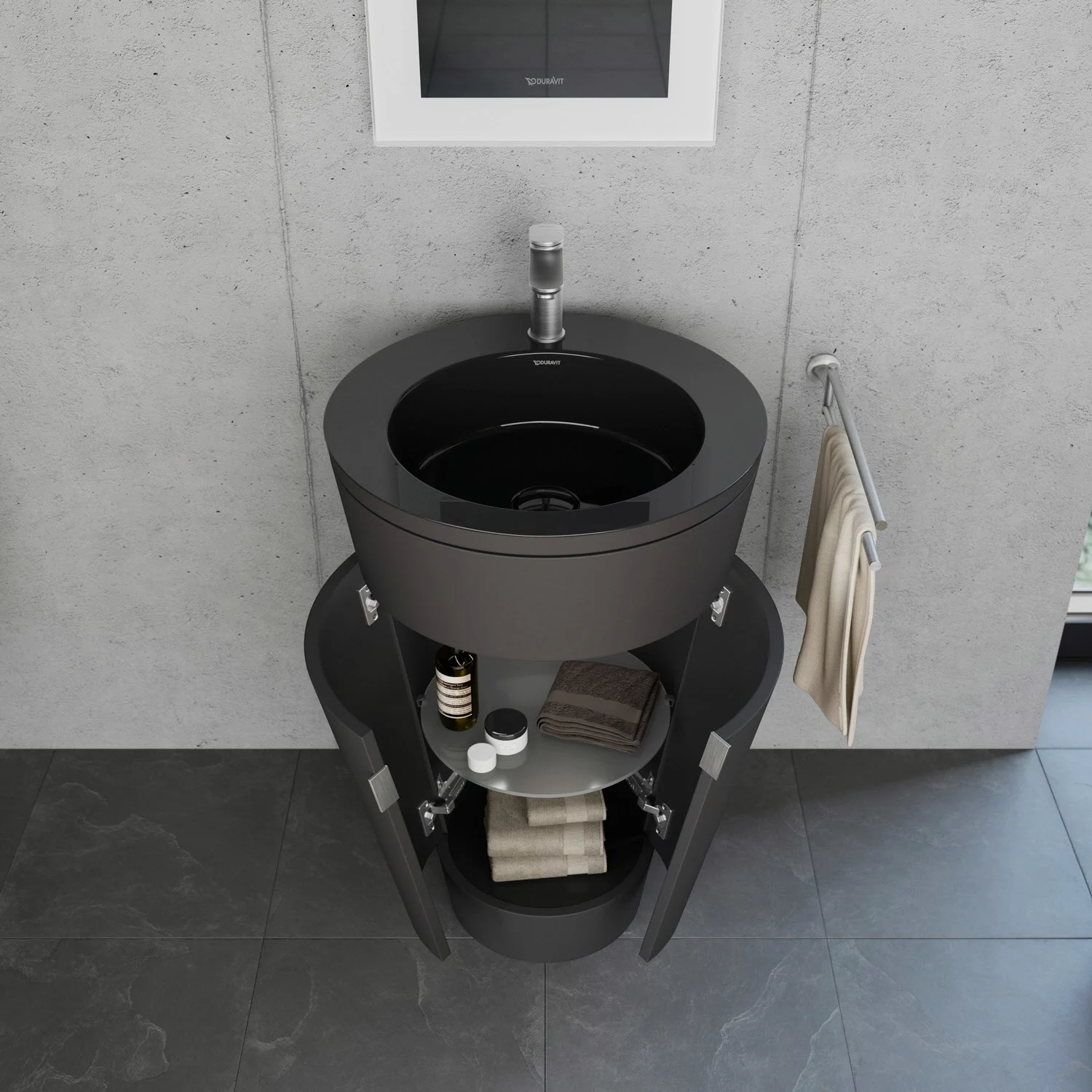 Otwarta umywalka z szafką w łazience, Duravit