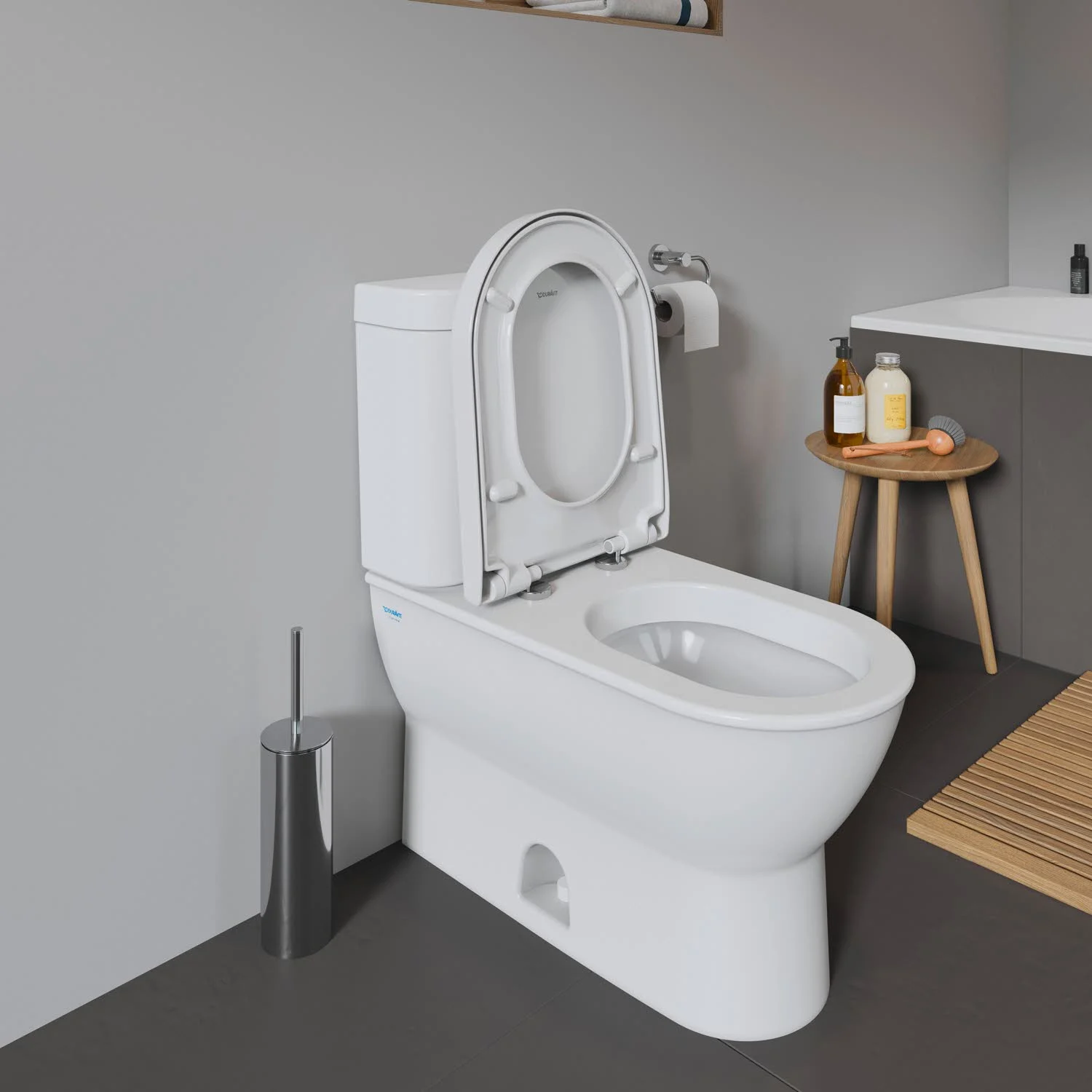 Toaleta z otwartą deską w łazience, Duravit