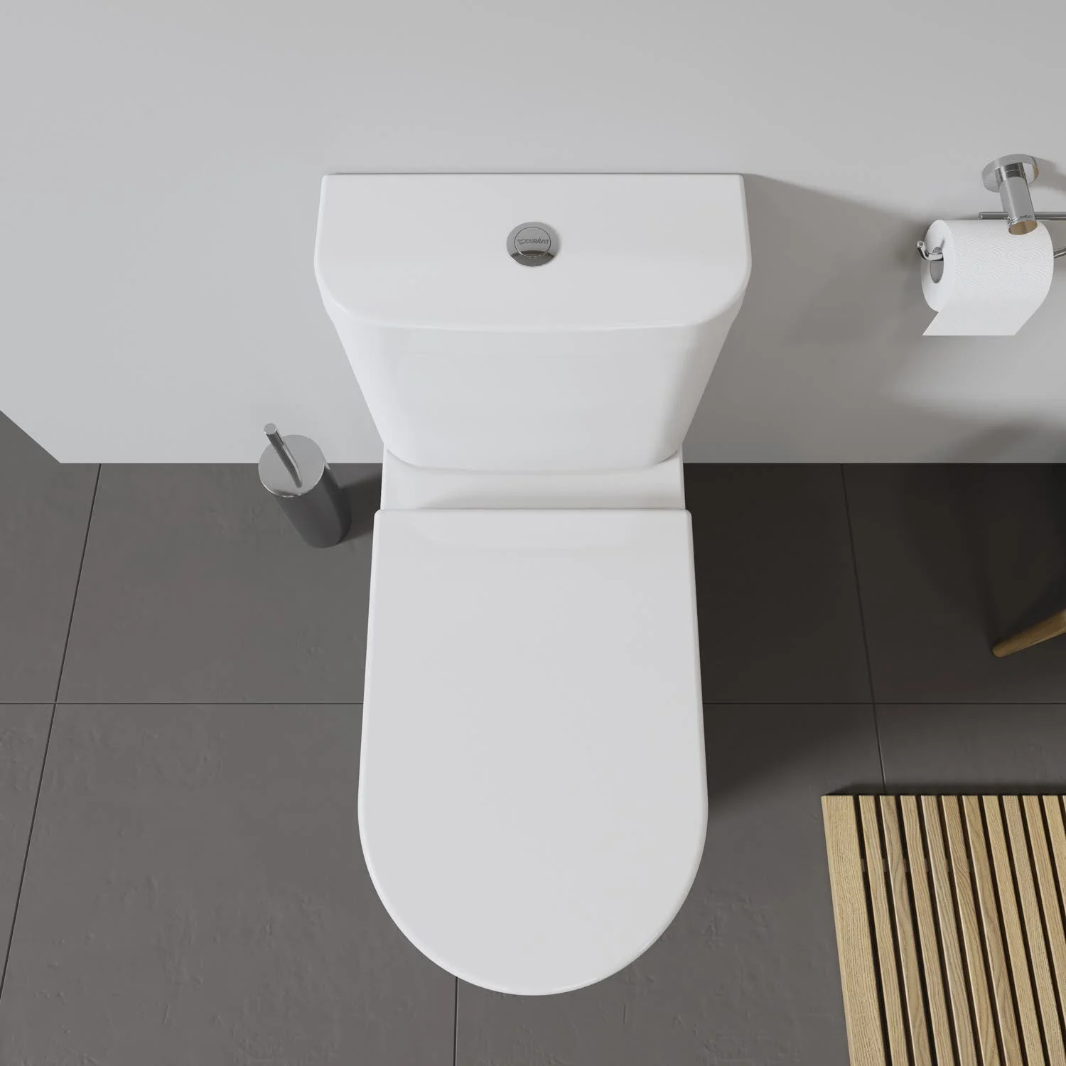 Zbliżenie białej deski sedesowej w łazience, Duravit
