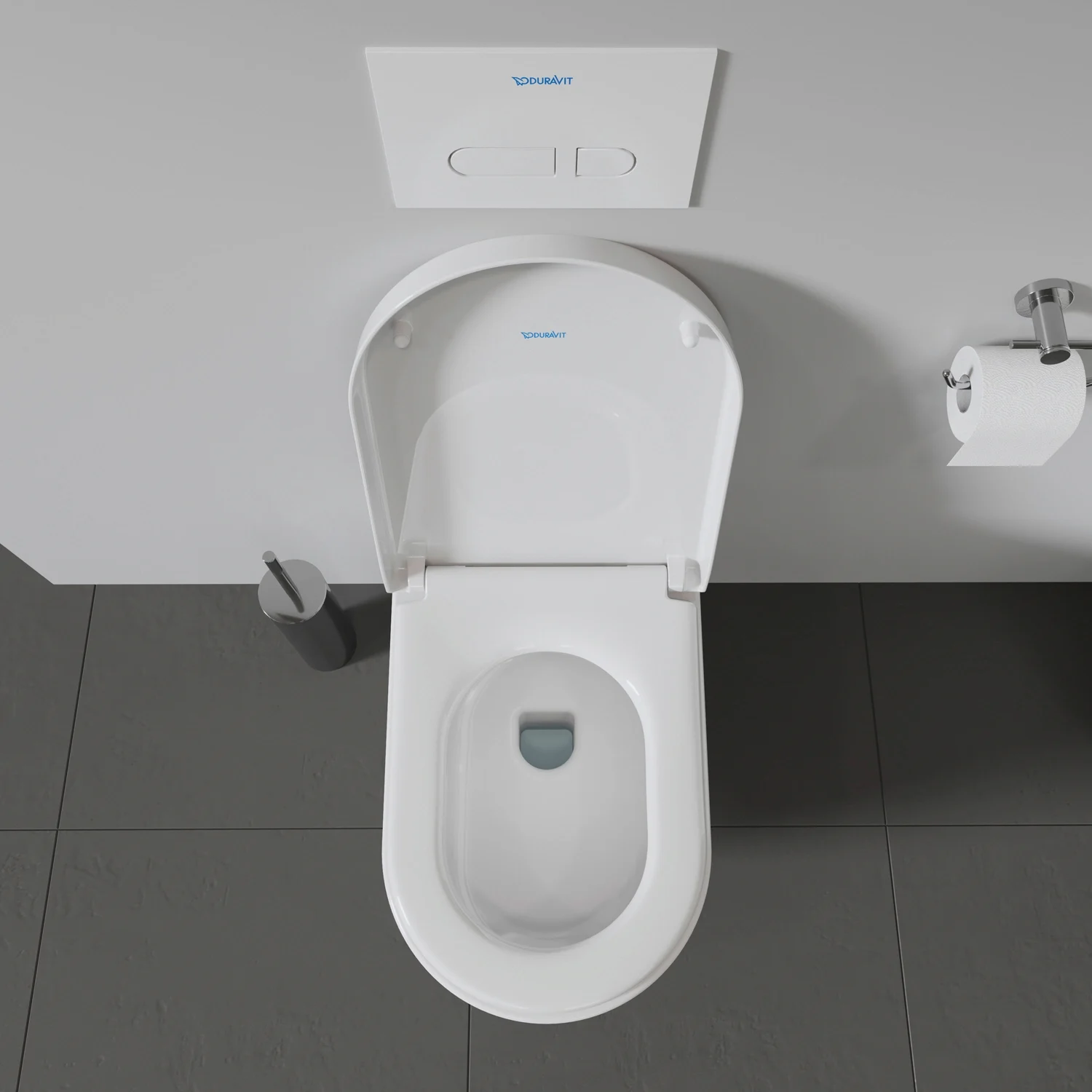 Otwarta deska sedesowa widok z góry w łazience, Duravit