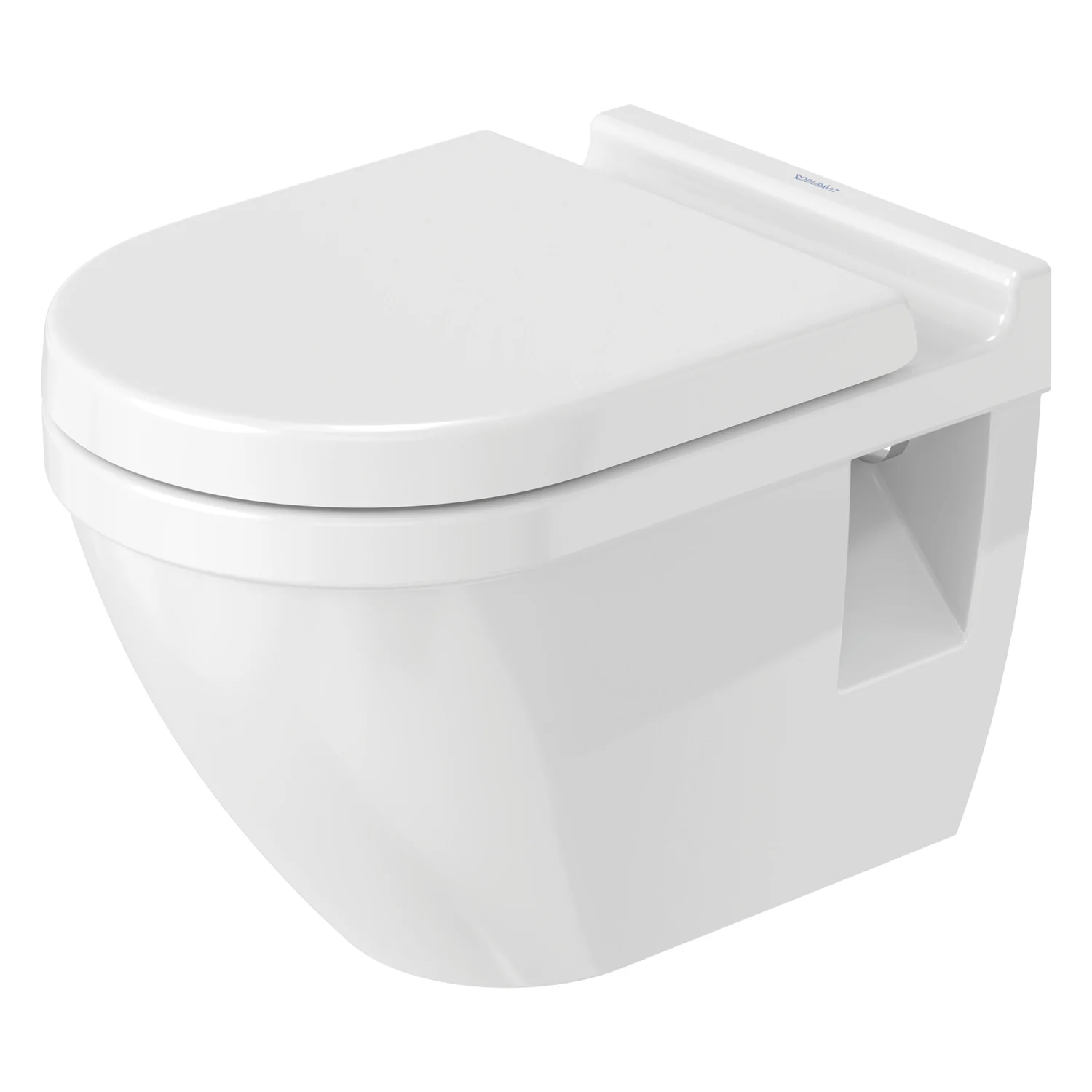 Wisząca toaleta widok z boku, zamknięta, biała, Duravit