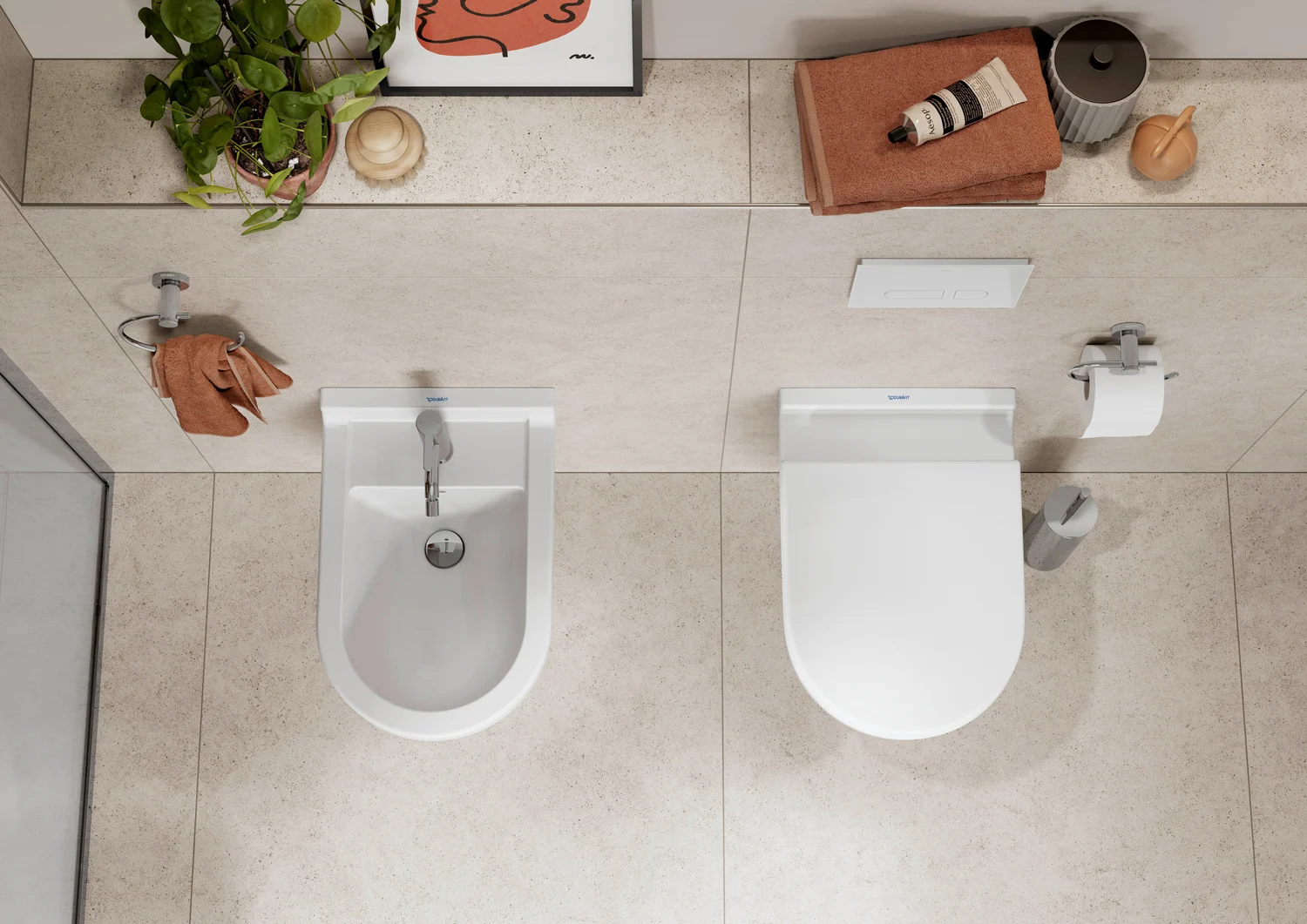 Toaleta i bidet z widoku z góry, Duravit