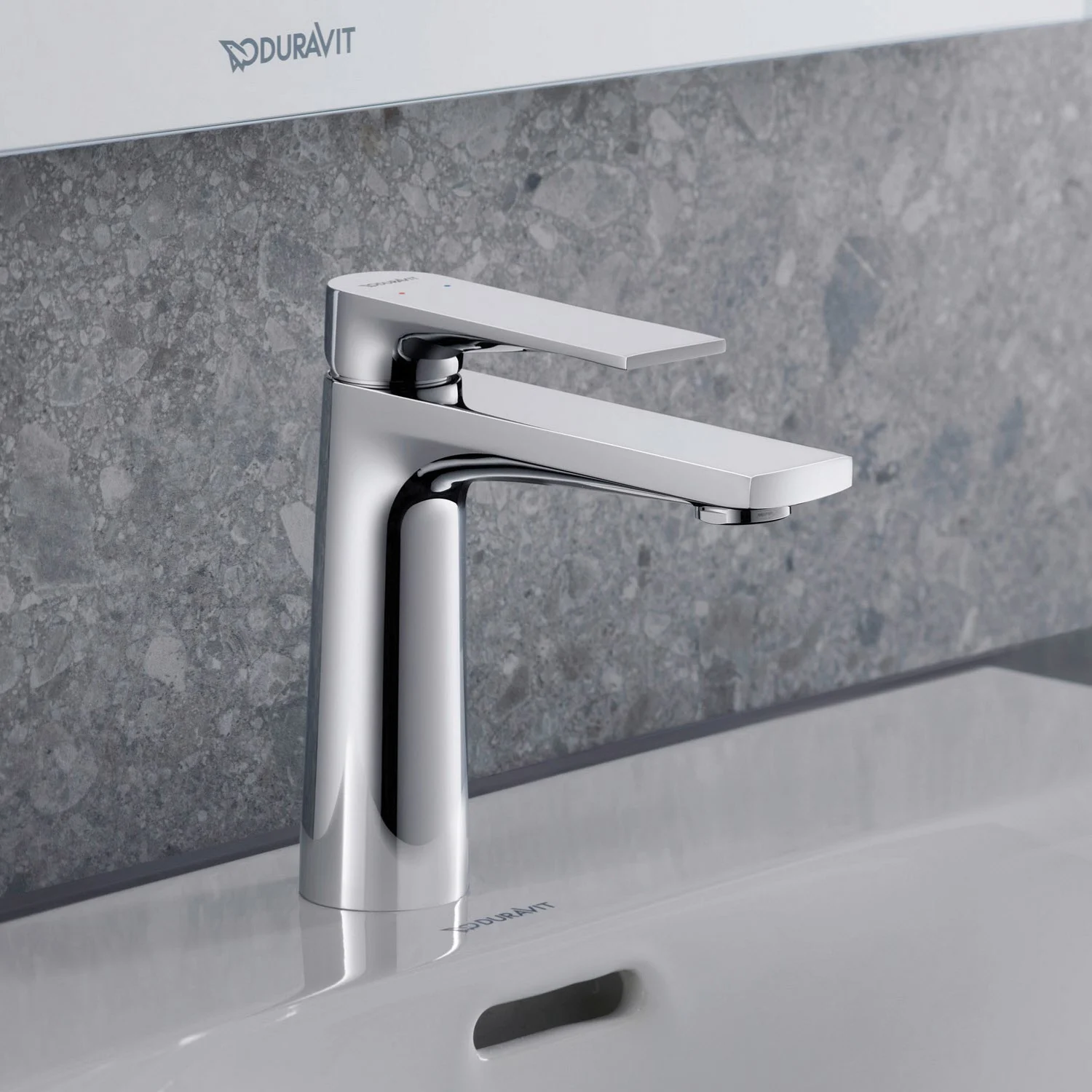 Chromowana bateria umywalkowa na umywalce, Duravit