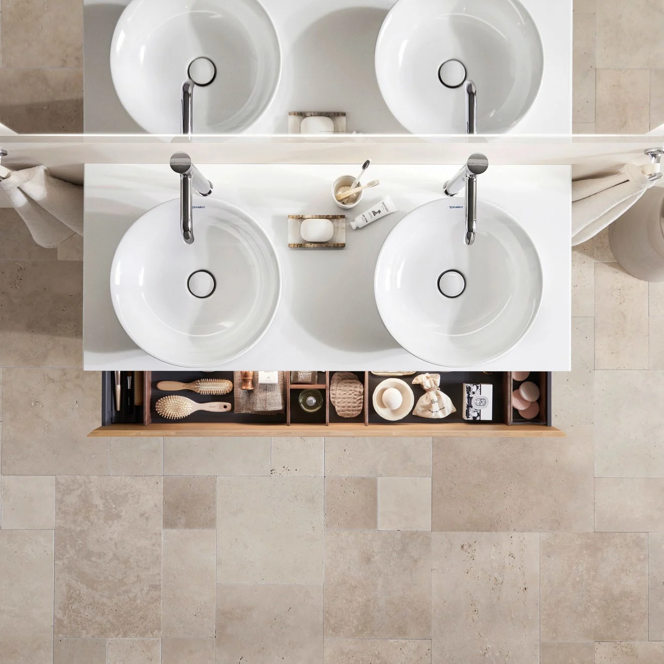 Podwójna umywalka z otwartymi szufladami z góry, Duravit