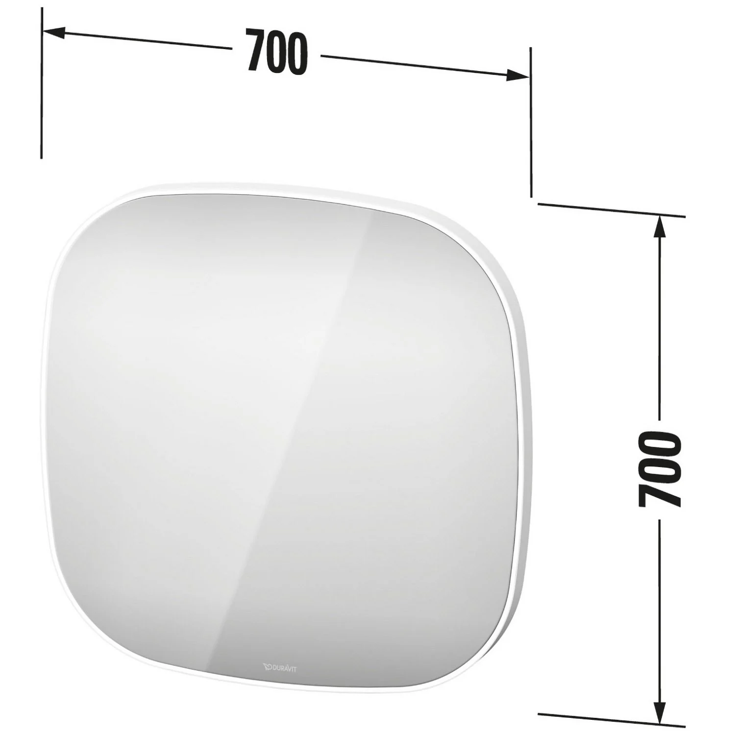 Rysunek techniczny kwadratowego lustra, Duravit