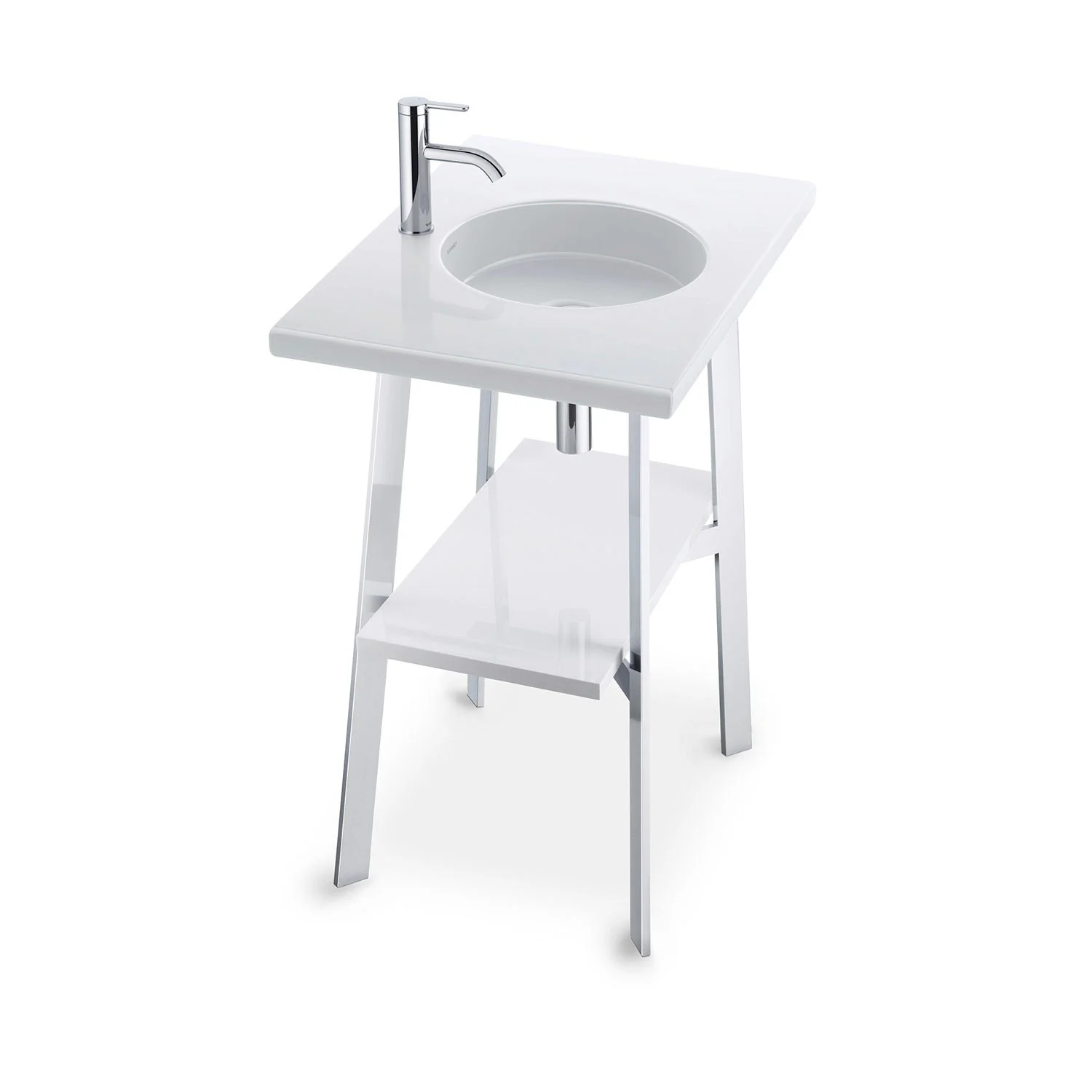 Wycięta umywalka z baterią w białym kolorze, Duravit