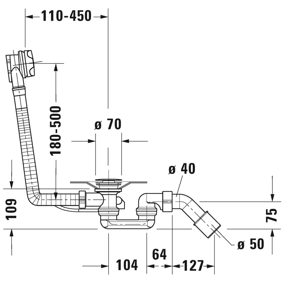 Duravit Ab- und Überlaufgarnitur für zentralen Ablauf Bild 2