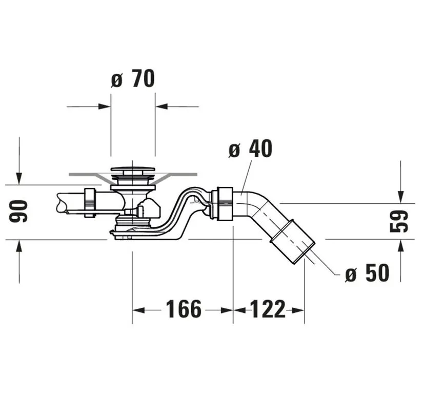 Duravit Ab- und Überlaufgarnitur Quadroval, Bowdenzug 85 cm Bild 2