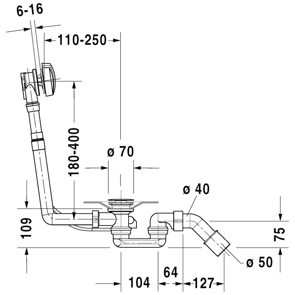 Duravit Ab- und Überlaufgarnitur für seitlichen Ablauf Bild 2