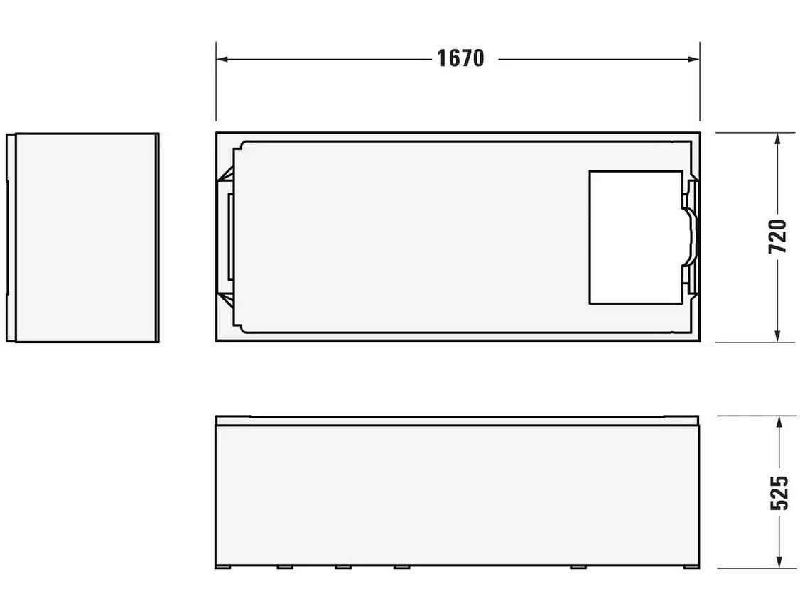 Rysunek techniczny uchwytu wanny, Duravit
