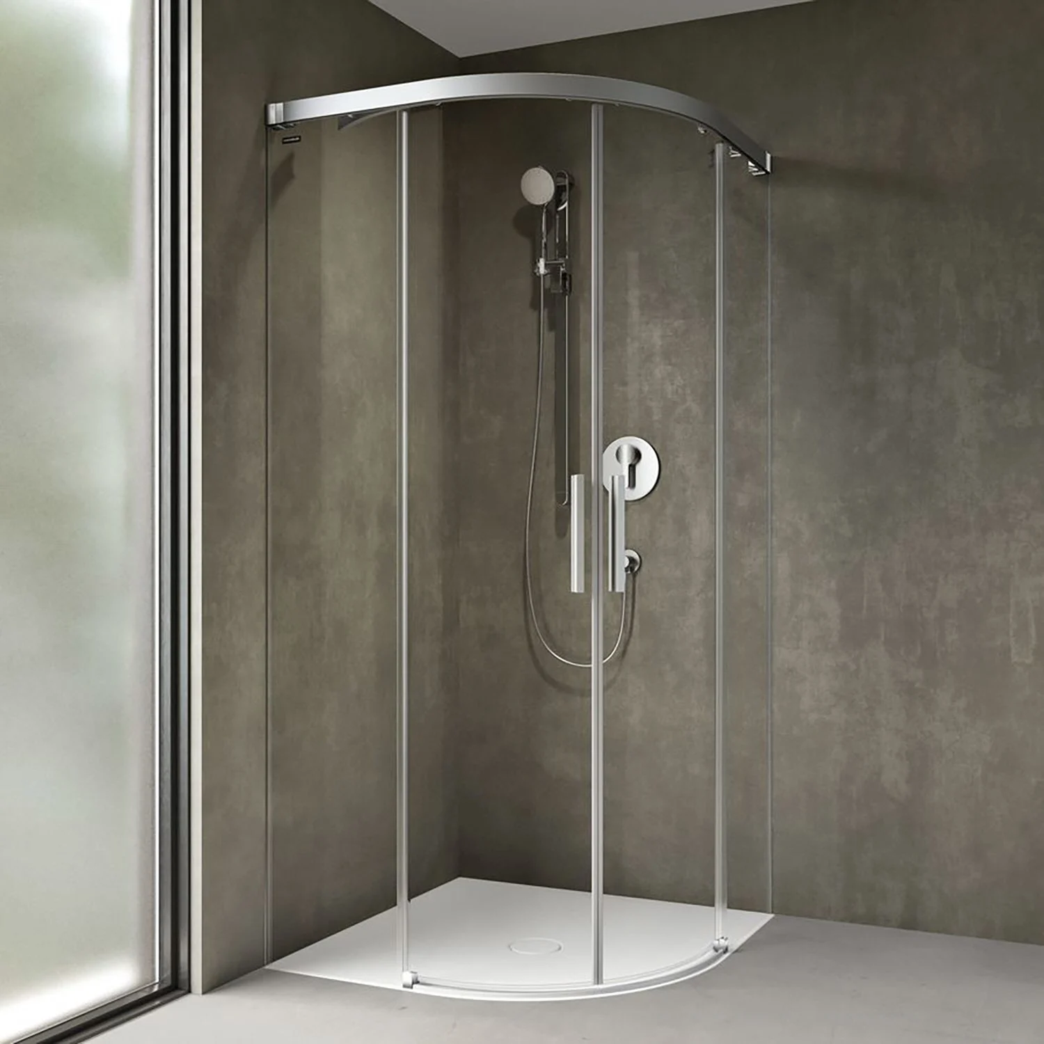 DUSCHOLUX Bella Vita 3 Plus Runddusche asymmetrisch mit Schiebetür Maßanfertigung bis B: 80 x 90 H: 200 cm, Mod. 800