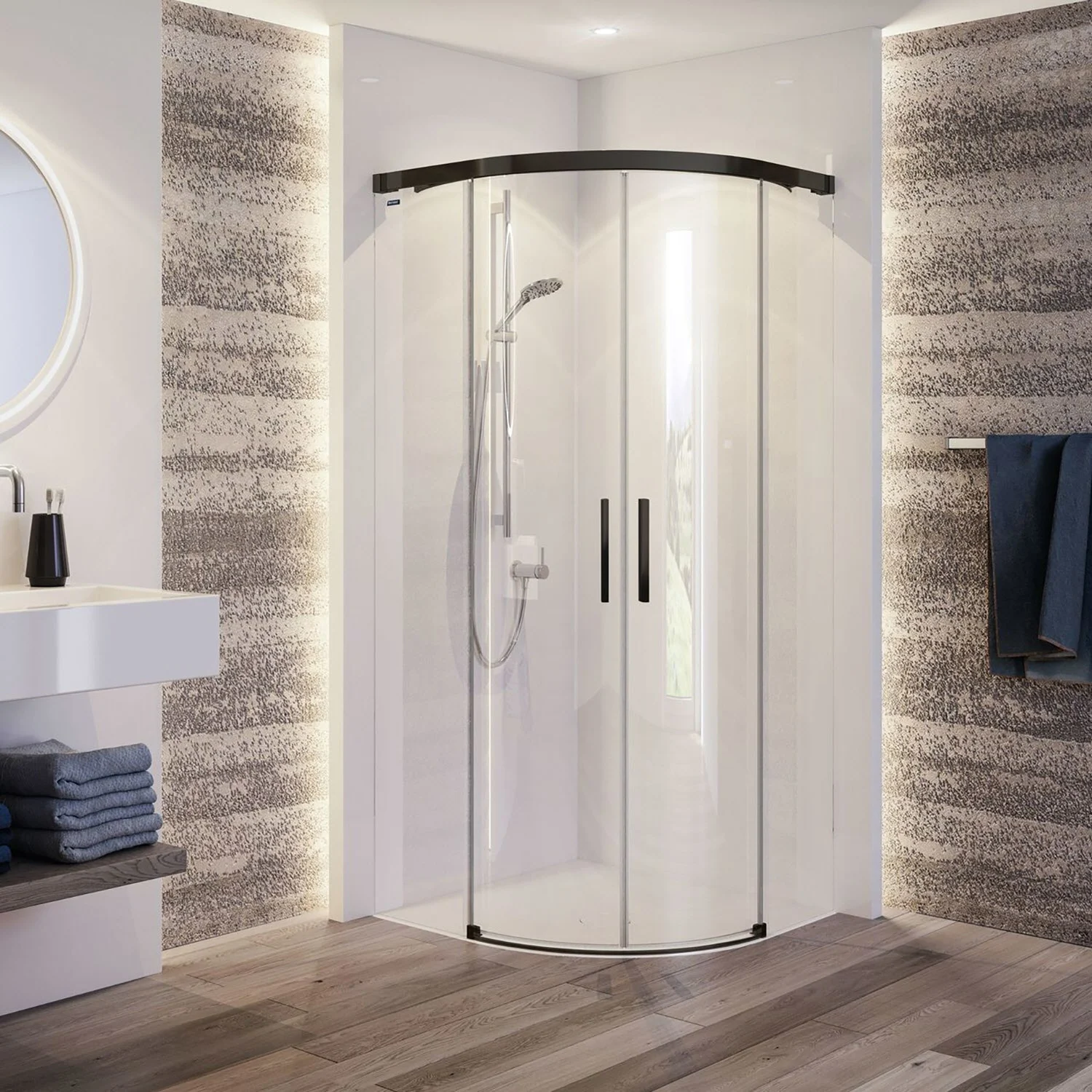 DUSCHOLUX Bella Vita 3 Plus Runddusche mit Schiebetür Maßanfertigung bis B: 90 x 90 H: 210 cm, Mod. 500 Bild 2