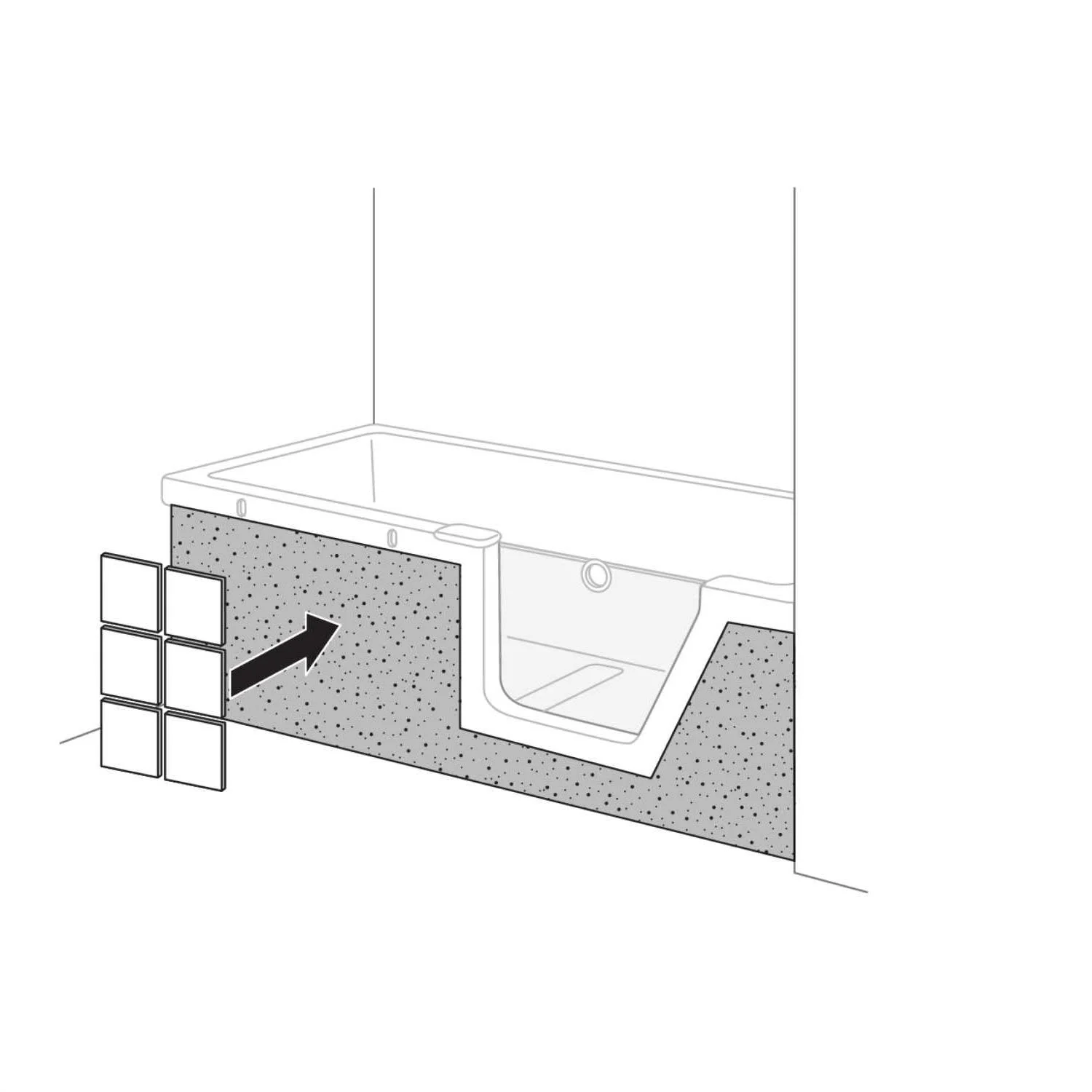 DUSCHOLUX Step-in Pure Fliesenträger Front Einstieg rechts