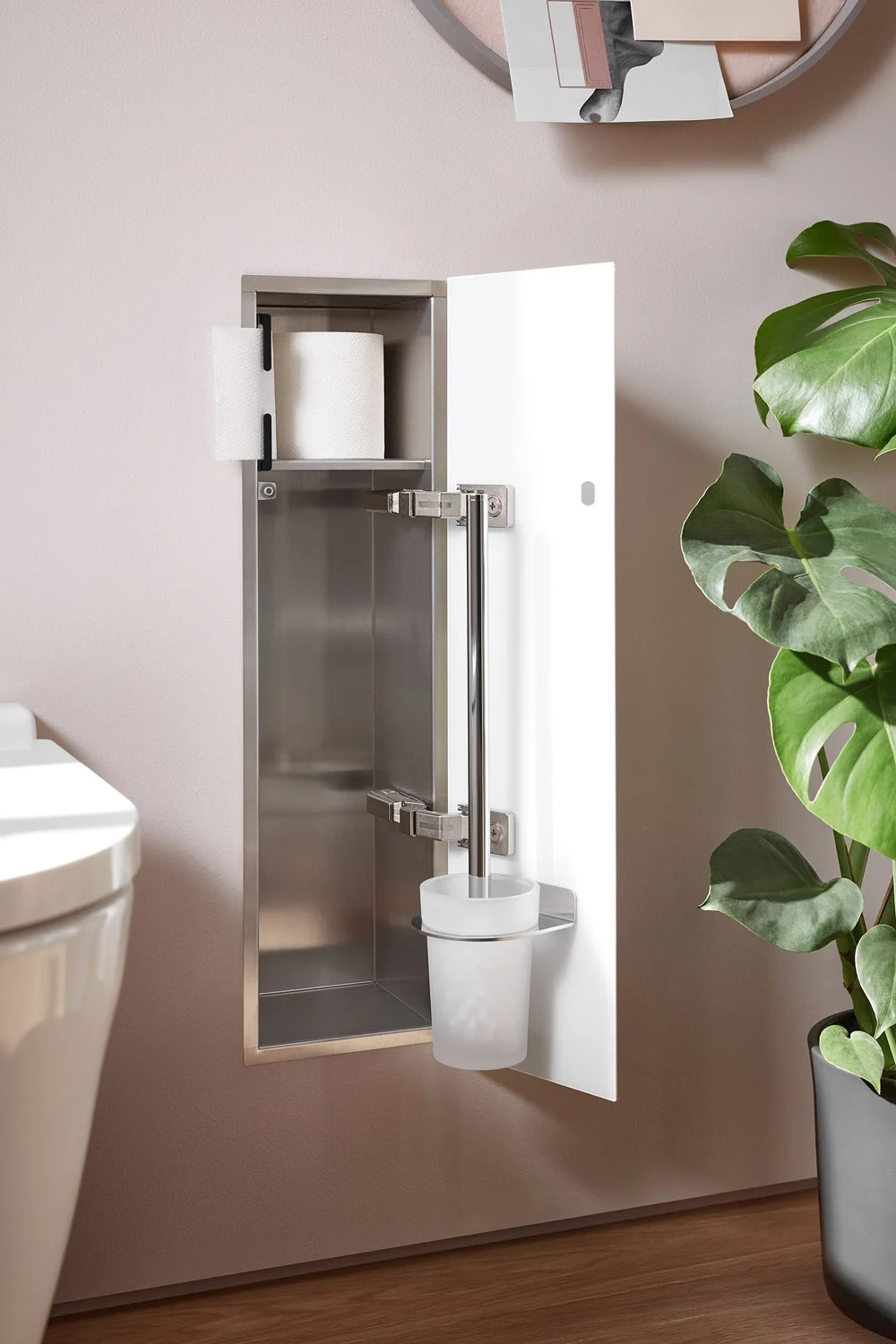 emco asis pure Toilettenbürstengarnitur-Modul - Unterputz, Glasfront, Anschlag rechts Bild 2