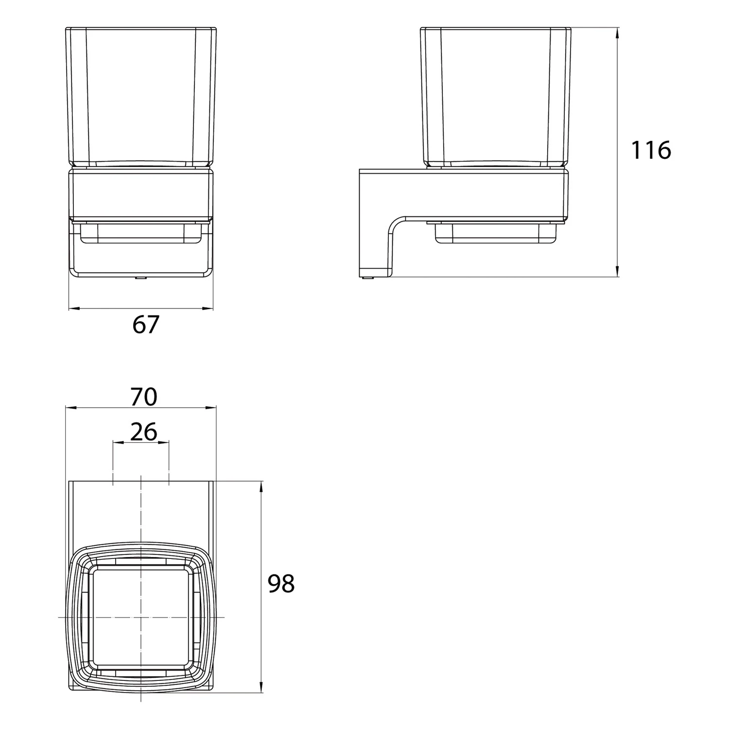 Emco cue Glashalter, Kristallglas satiniert Bild 3