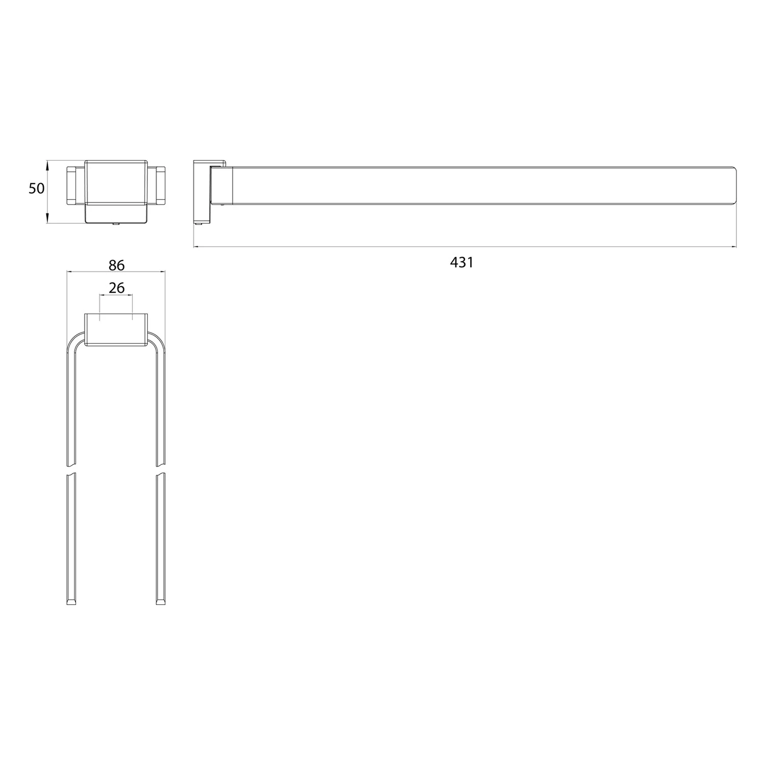 Emco cue Handtuchhalter, 2-armig, starr, 43,1 cm Bild 3