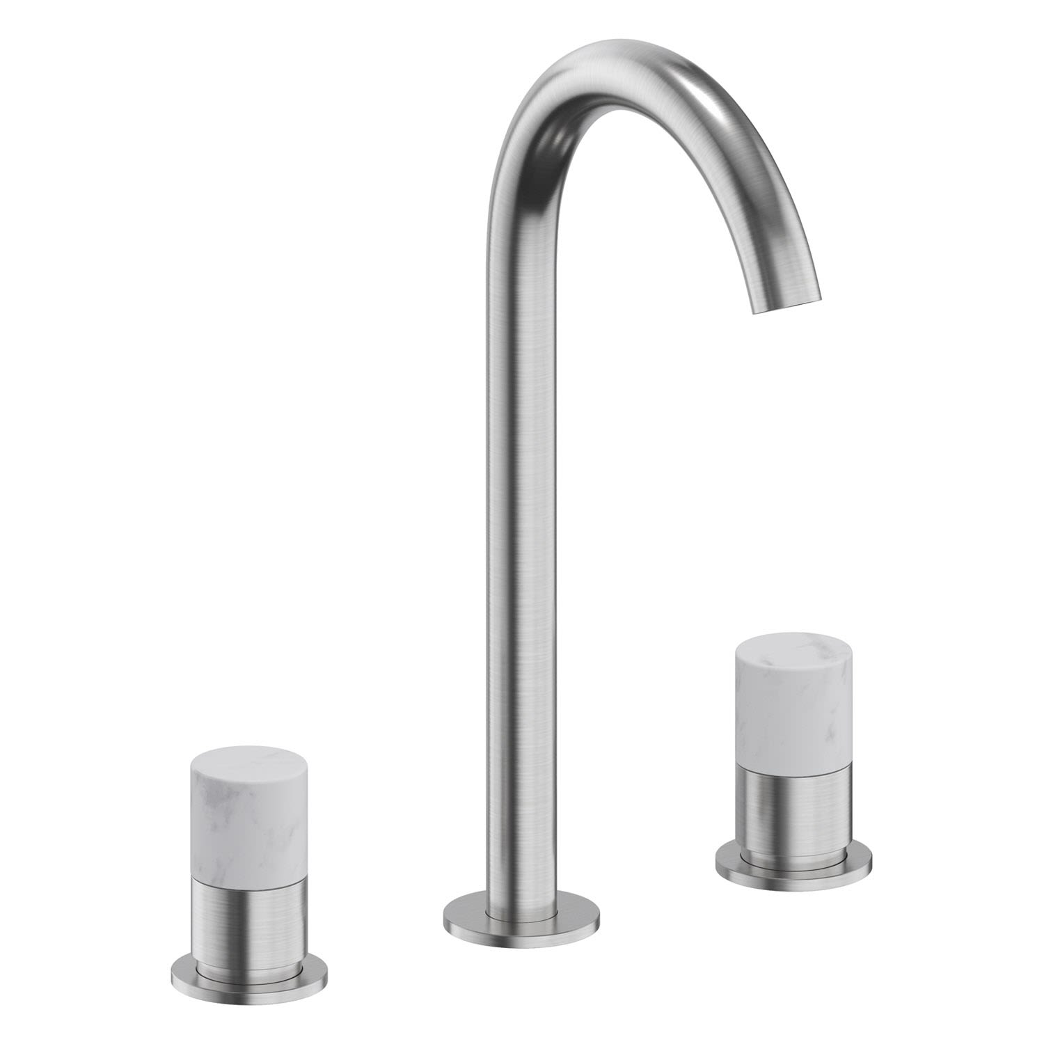 ALLUVION Minerva Edelstahl 3-Loch Waschtischarmatur mit hohem Auslauf 240, wassersparend