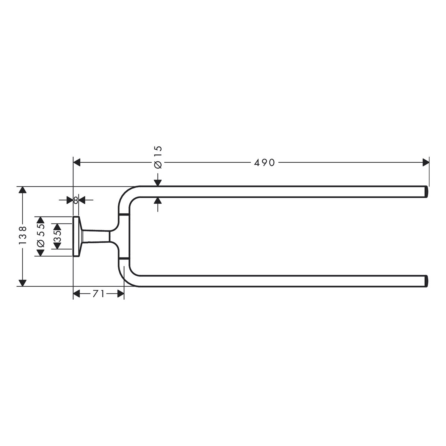 Hansgrohe Axor porte-serviettes 42822700 490mm, à deux bras, pivotante , montage mural, blanc mat 2