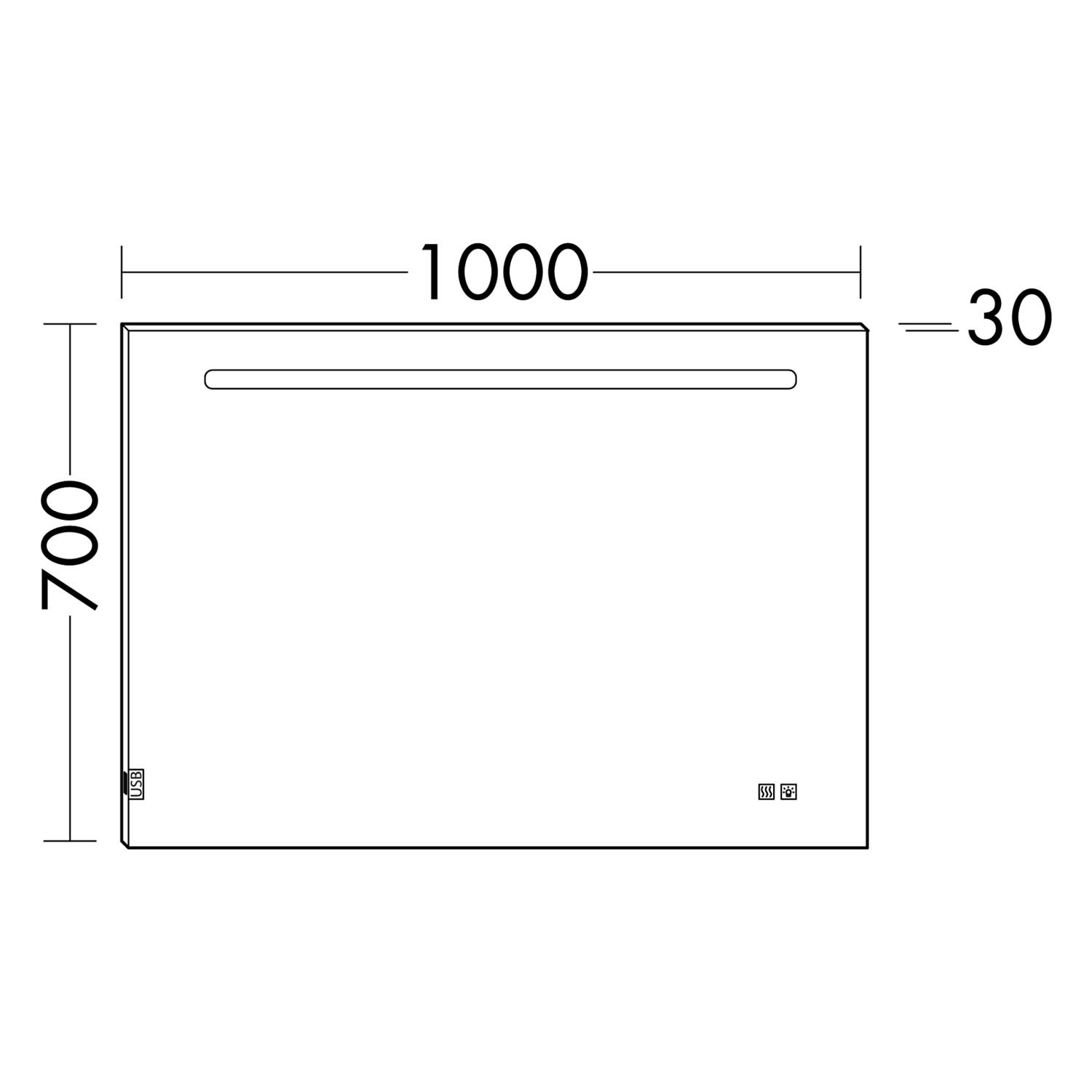 burgbad Eqio LED Illuminated Mirror Horizontal 100 cm 2