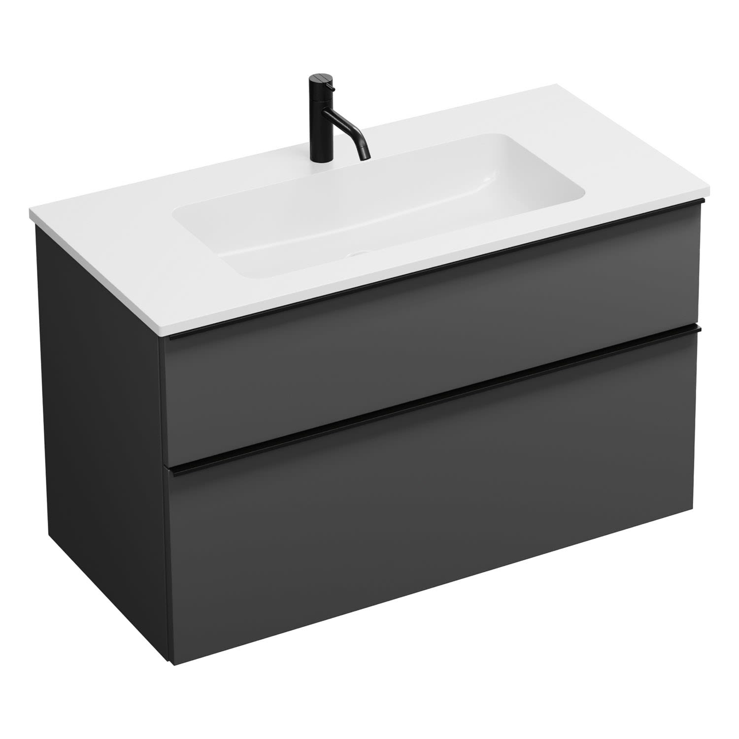 burgbad Eqio Waschtischkombination mit Mineralguss-Waschtisch, 102 cm, mit Griffleiste G0252 5