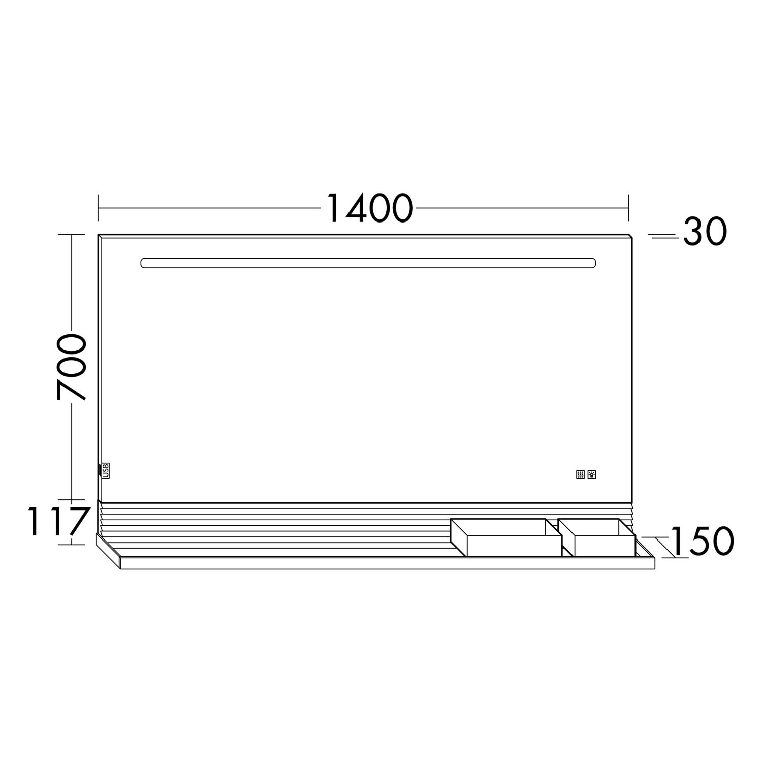 burgbad Fiumo Leuchtspiegel mit horizontaler LED-Beleuchtung 140 x 81,7 cm 4