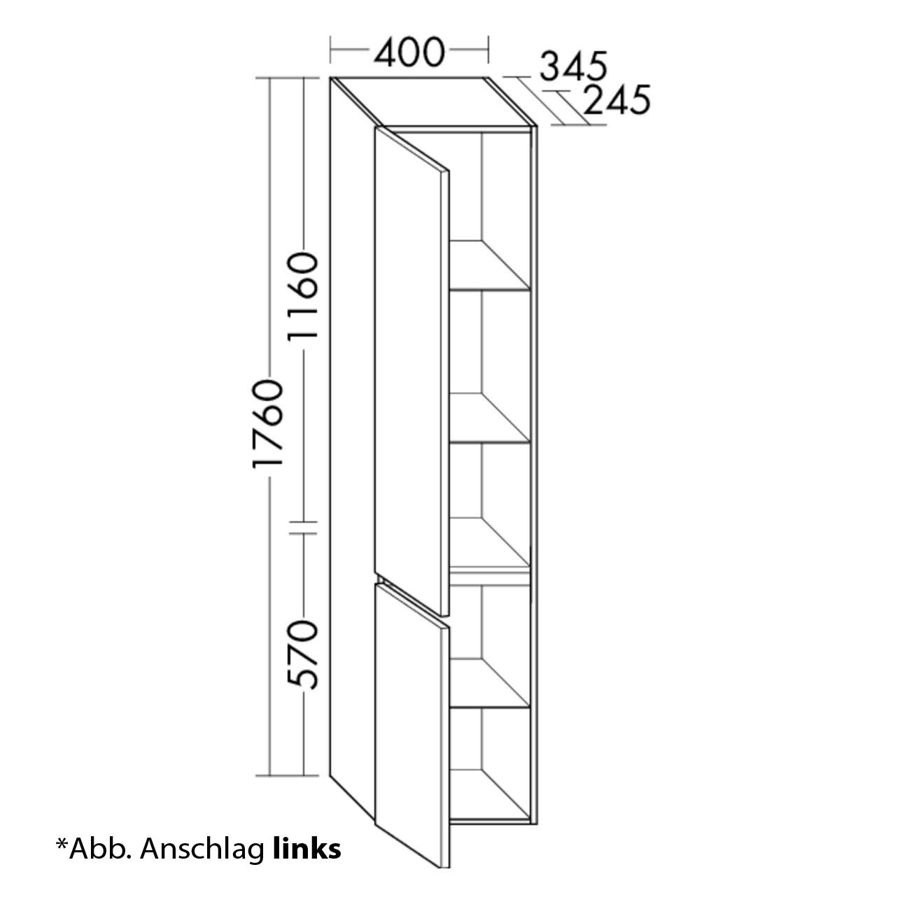 burgbad Lin20 Hochschrank 40 x 24,5 cm, mit 2 Türen, rechts 4