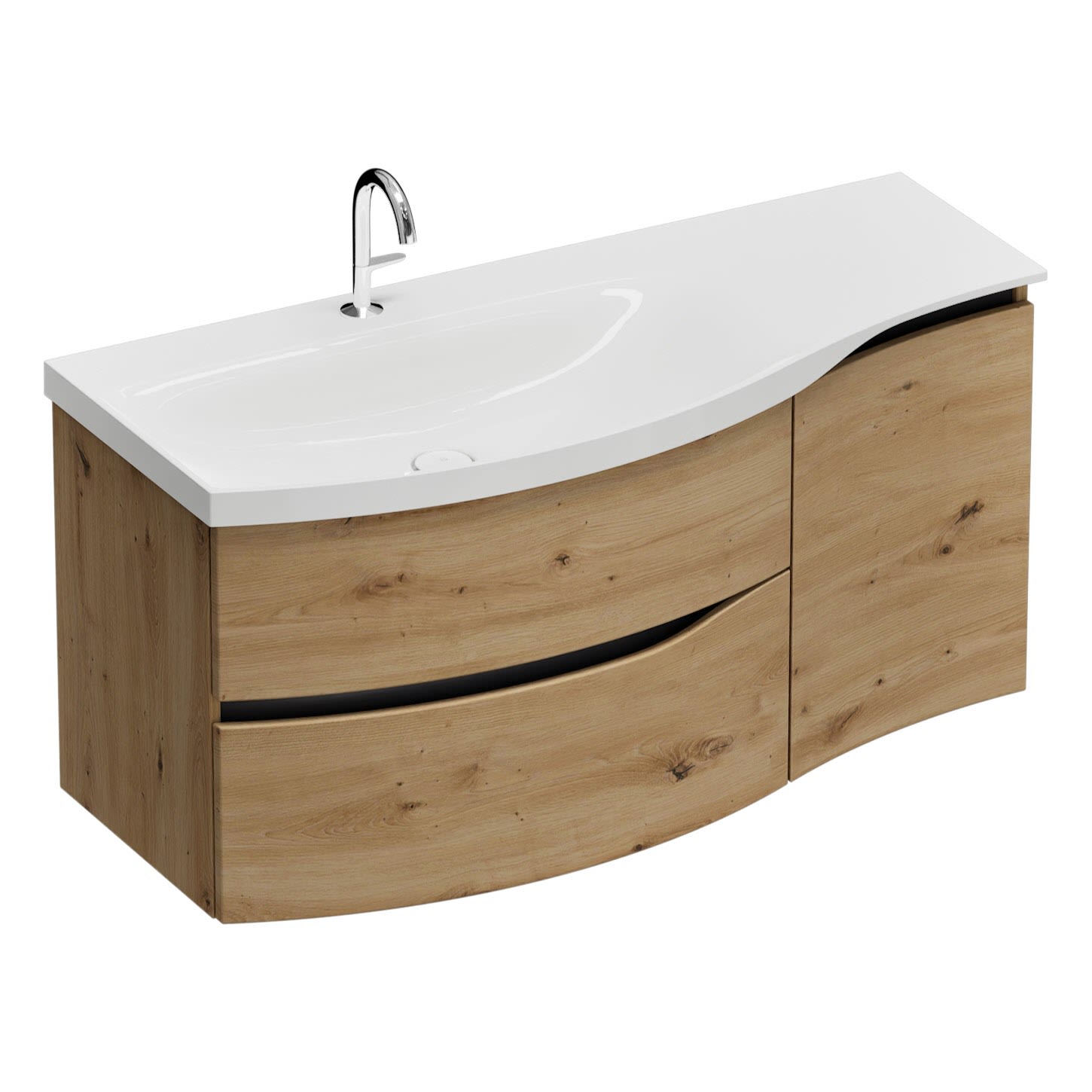 burgbad Sinea 3.0 Mineralguss-Waschtisch mit Unterschrank, 122 cm, mit Griffleiste G0292