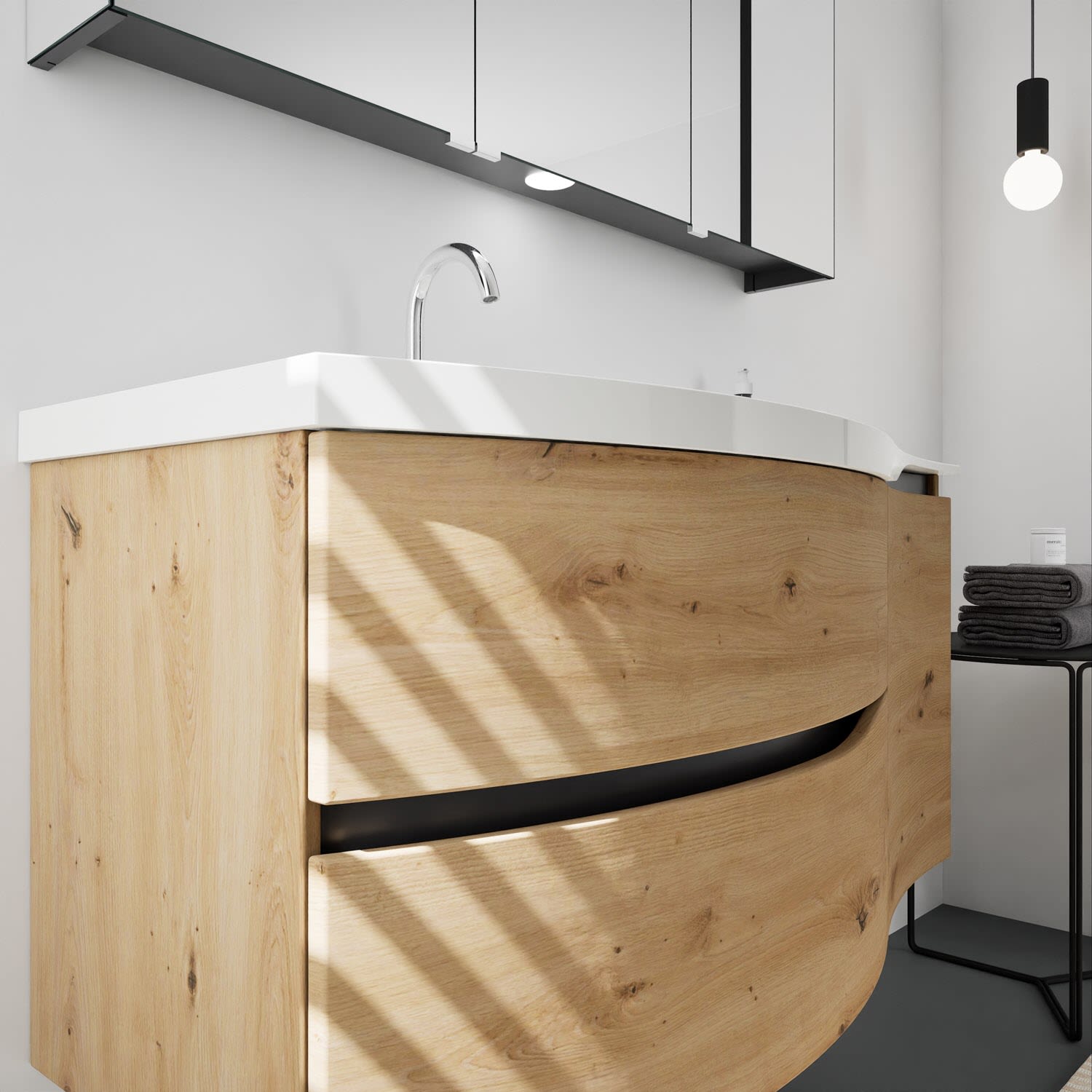 burgbad Sinea 3.0 Mineralguss-Waschtisch mit Unterschrank, 122 cm, mit Griffleiste G0292 2